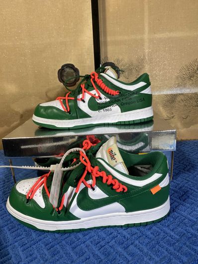 Off-White × Nike Dunk Low "White/Pine Green"