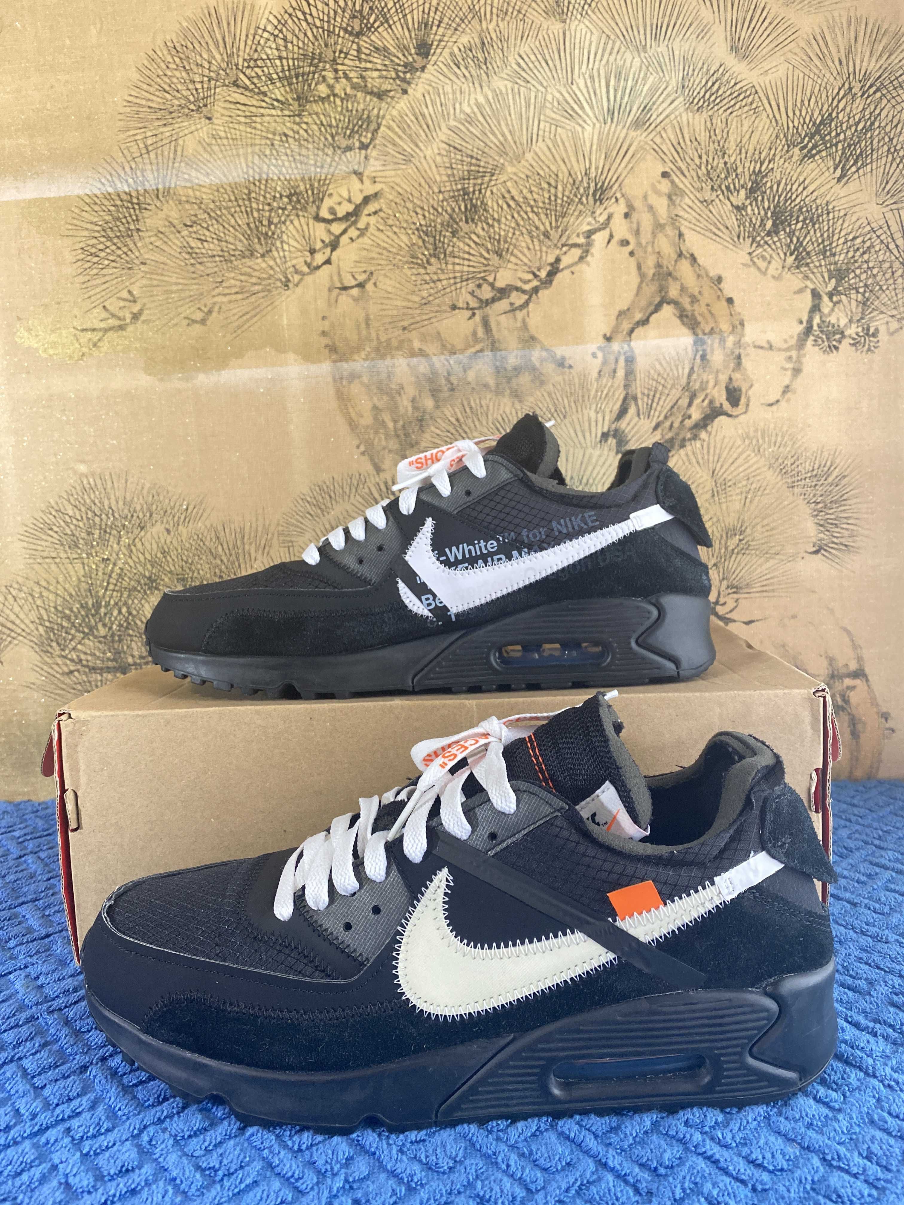 Off-White × Nike Air Max 90 "Black/Black-Cone-White"