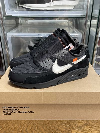 Off-White × Nike Air Max 90 "Black/Black-Cone-White"