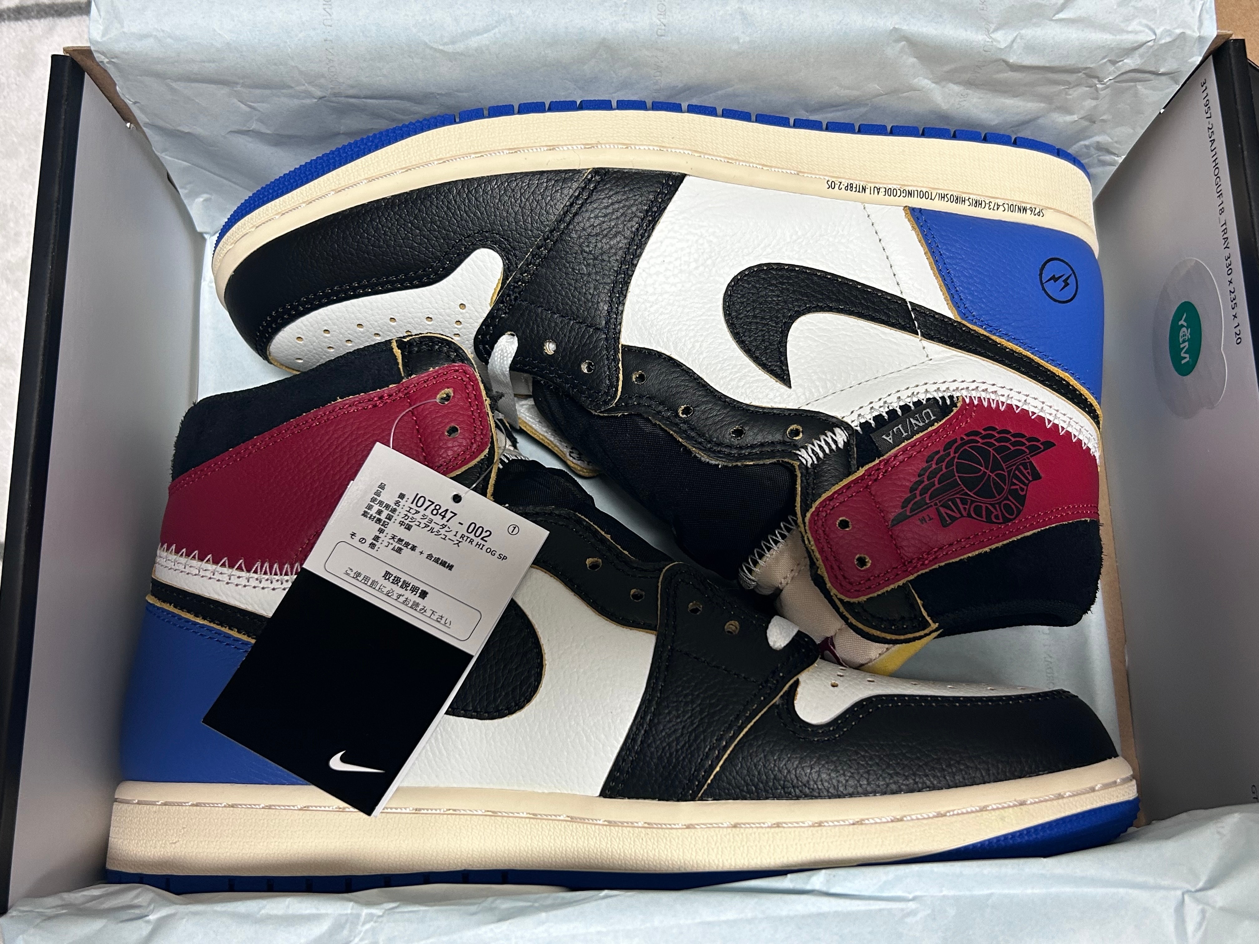 fragment design × UNION × Nike Air Jordan 1 High OG "Black/Varsity Red"