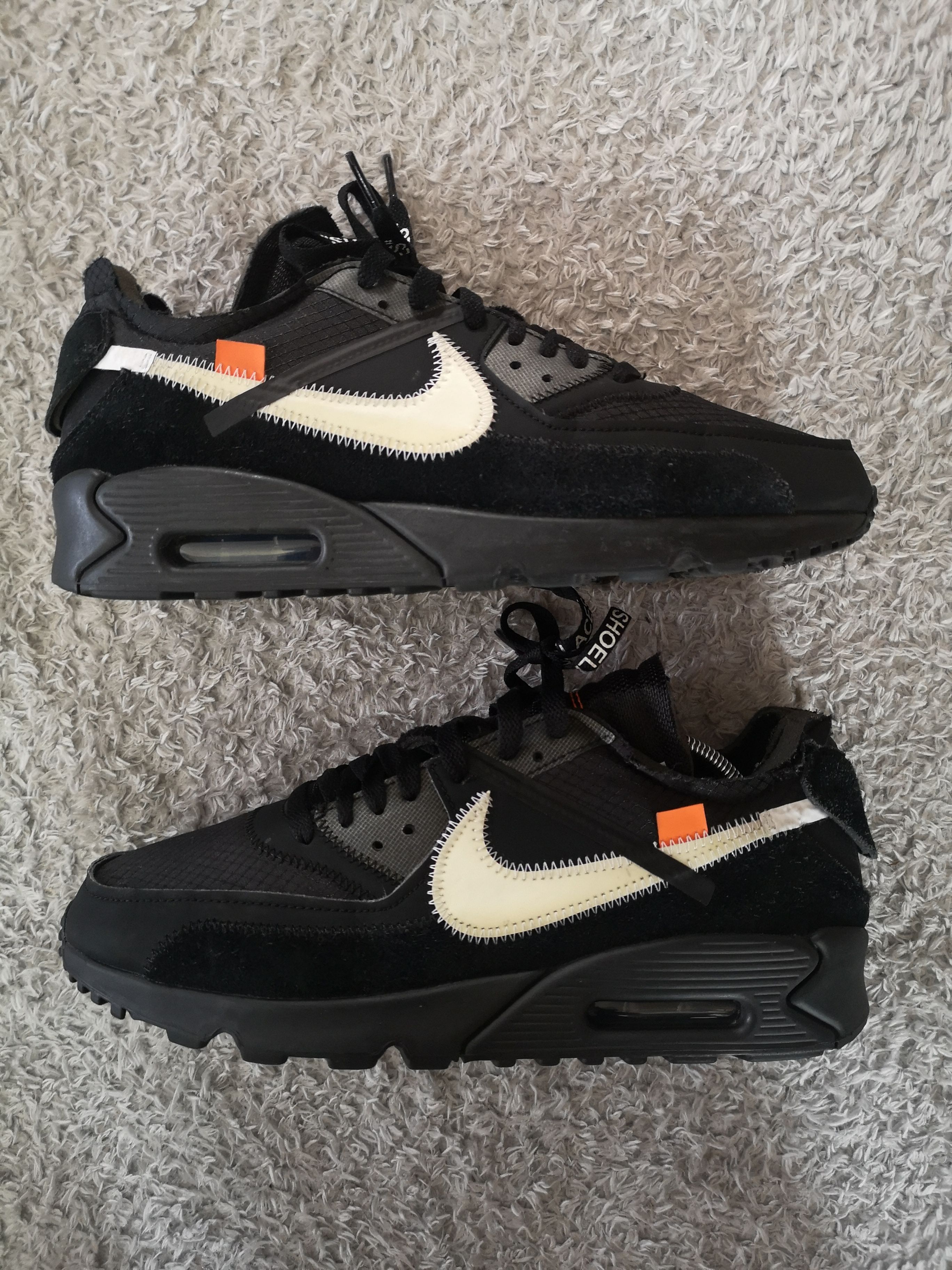 Off-White × Nike Air Max 90 "Black/Black-Cone-White"