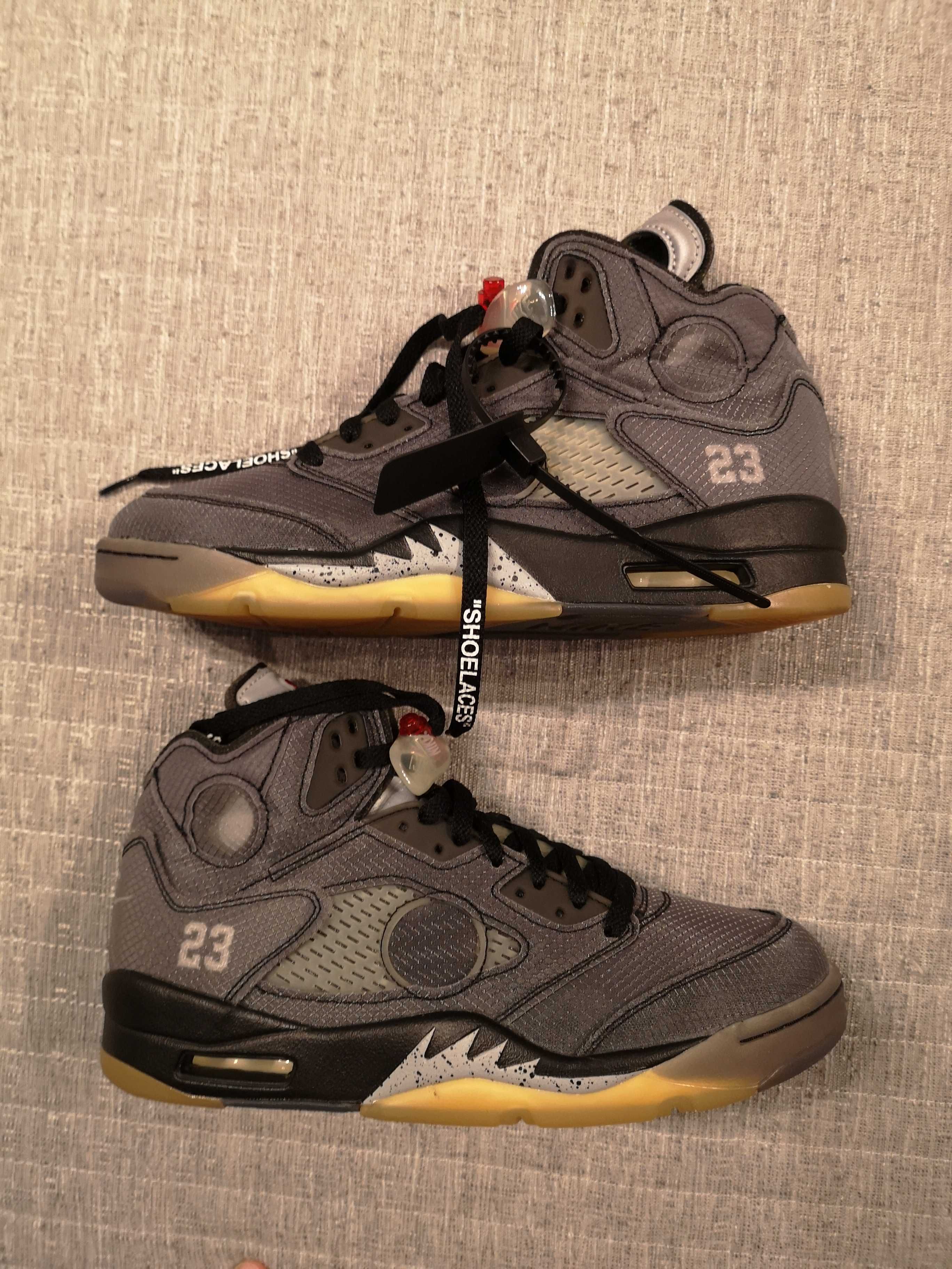 Off-White × Nike Air Jordan 5 "Black/Muslin/Fire Red"