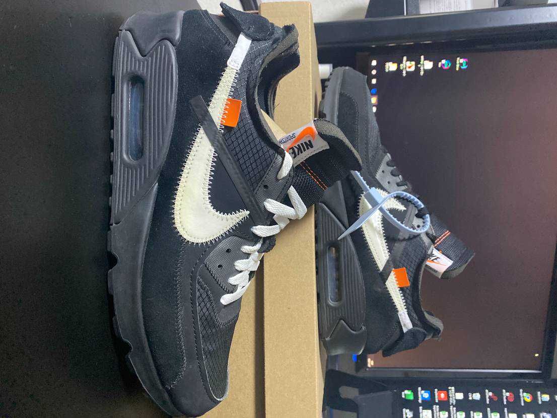 Off-White × Nike Air Max 90 "Black/Black-Cone-White"