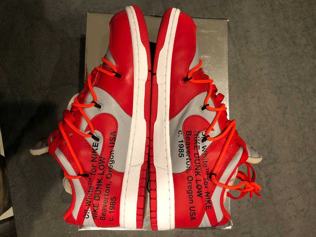 Off-White × Nike Dunk Low "University Red/Wolf Grey"