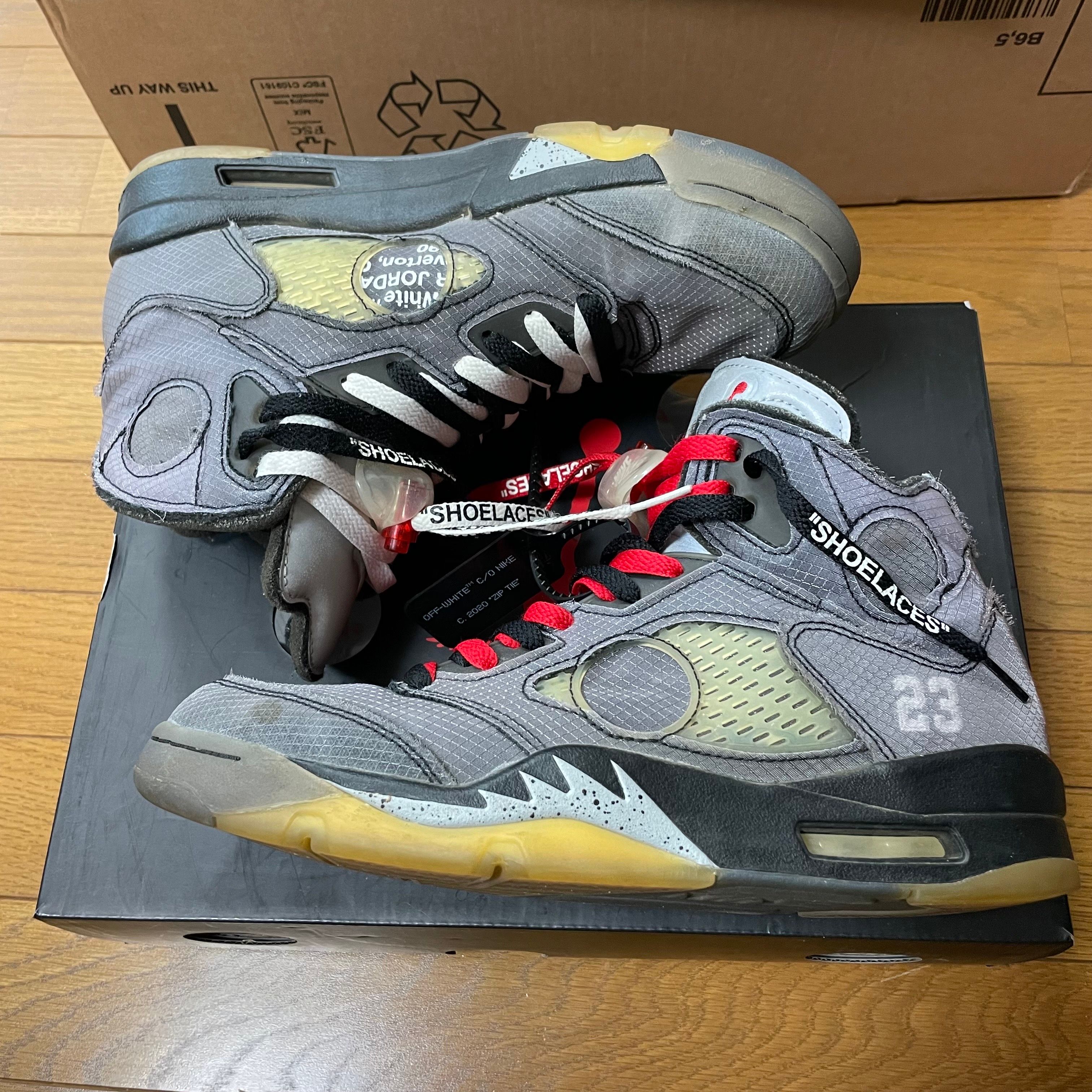 Off-White × Nike Air Jordan 5 "Black/Muslin/Fire Red"