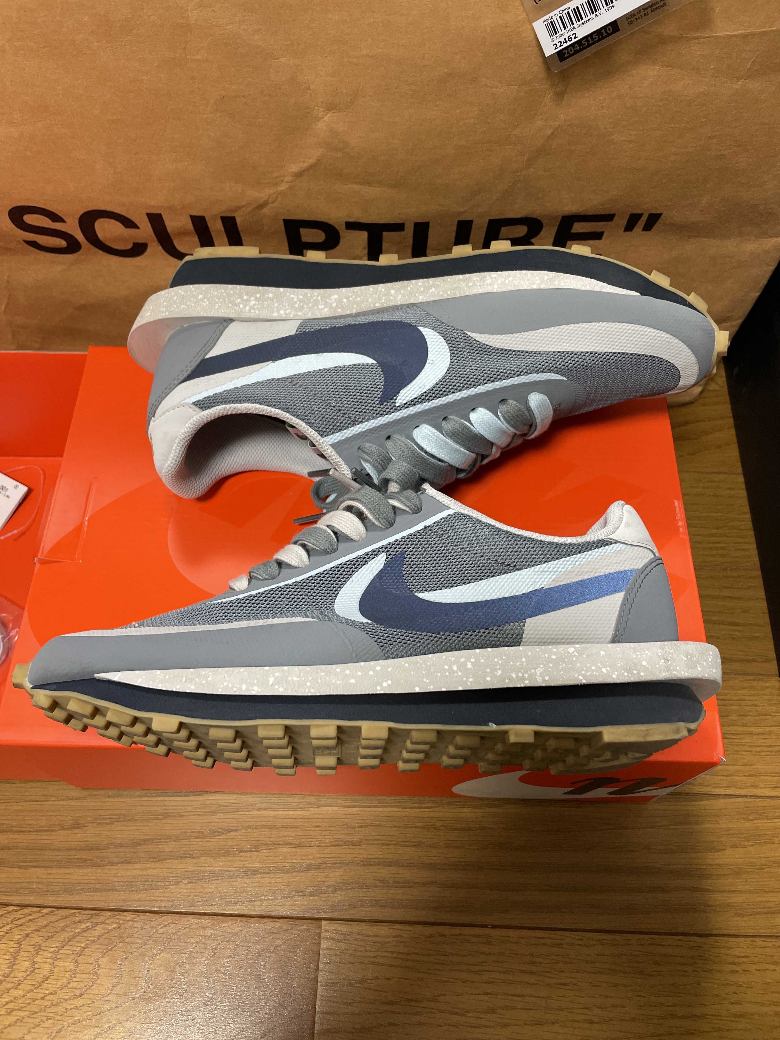 CLOT × Sacai × Nike LD Waffle "Grey Obsidian/Cool Grey"
