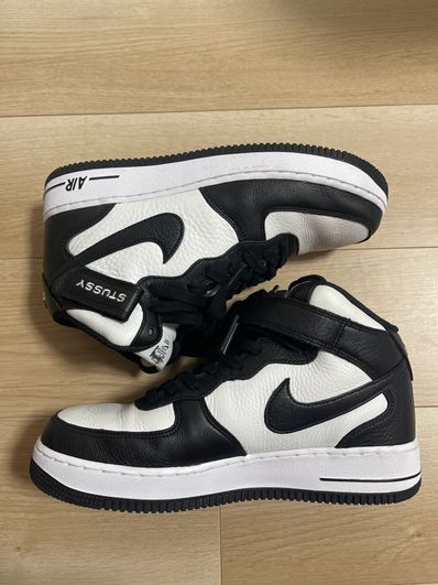 Stussy × Nike Air Force 1 Mid "Black and Light Bone"