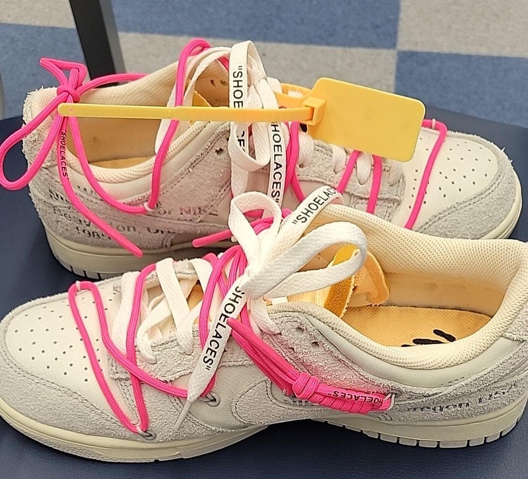Off-White × Nike Dunk Low "Sail/Neutral Gray/Hyper Pink"