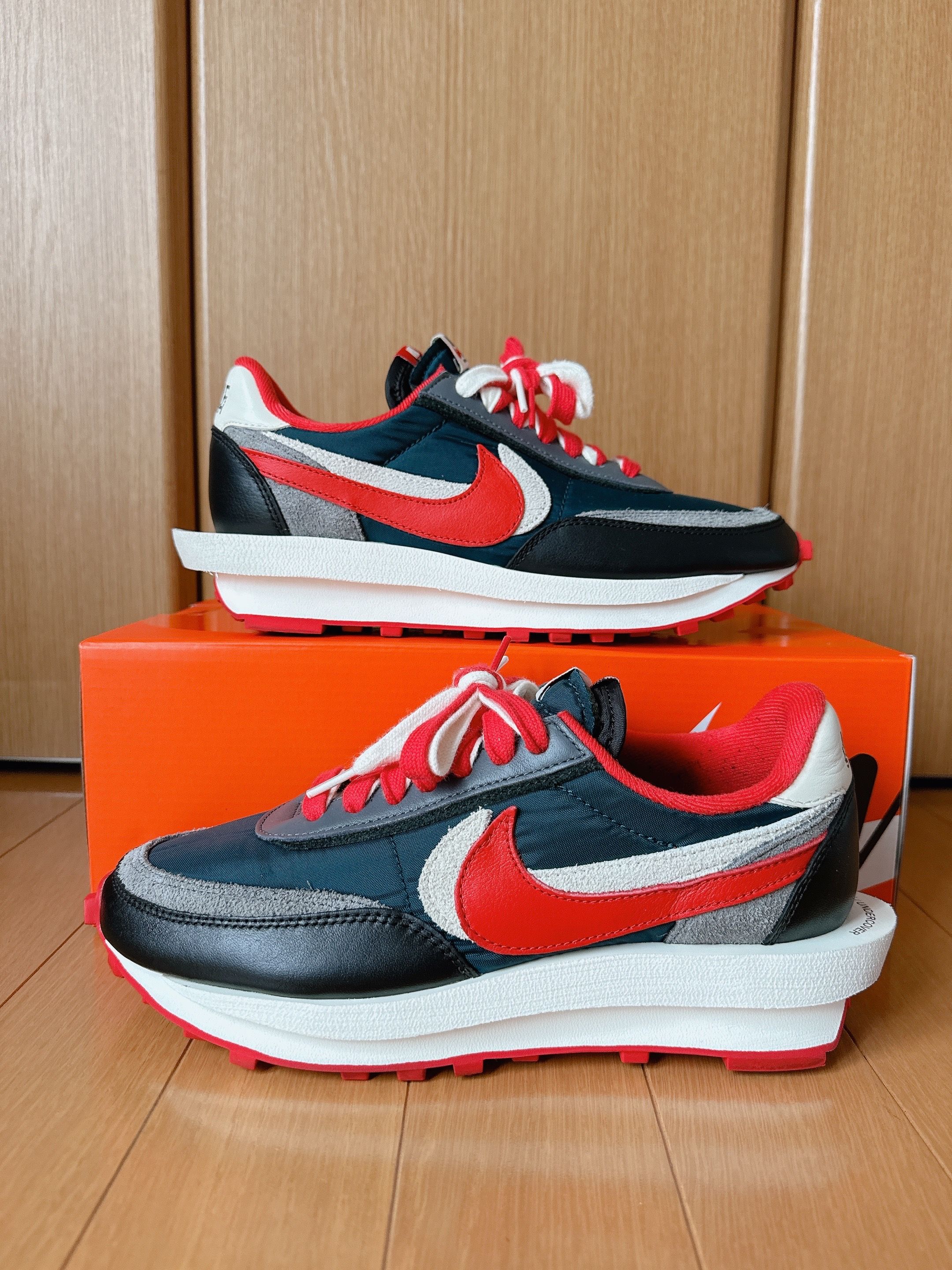 UNDERCOVER × sacai × Nike LD Waffle "Midnight Spruce/Pale Ivory-Dark Grey-University Red"