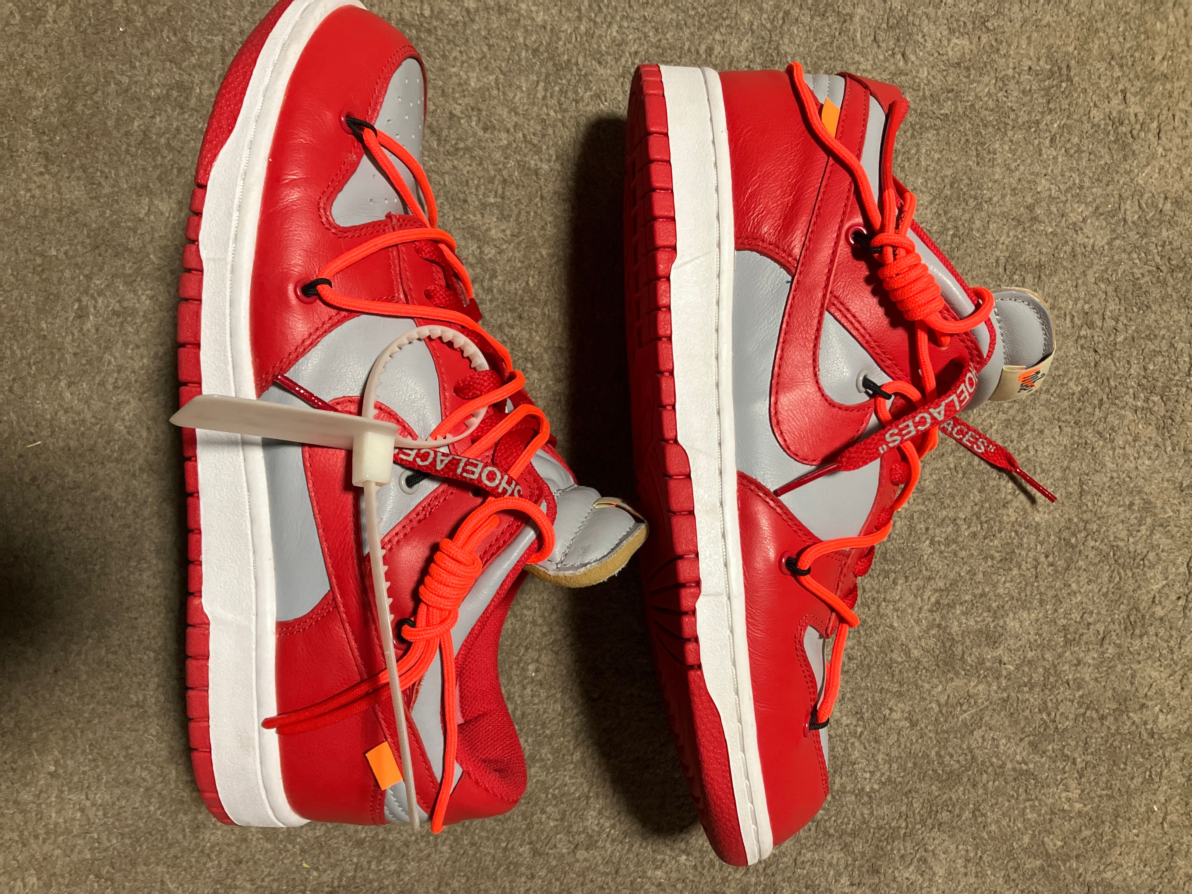 Off-White × Nike Dunk Low "University Red/Wolf Grey"