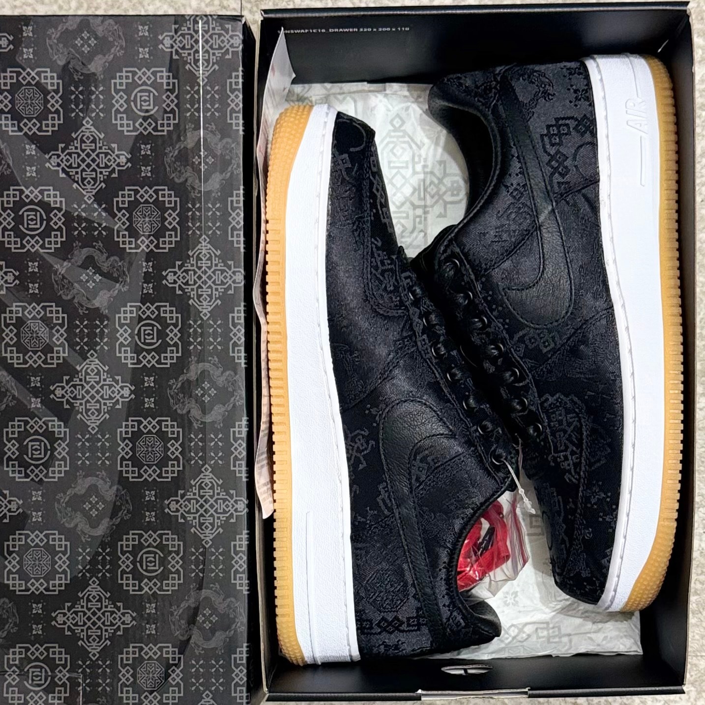 fragment design × CLOT × Nike Air Force 1 Low "Black"