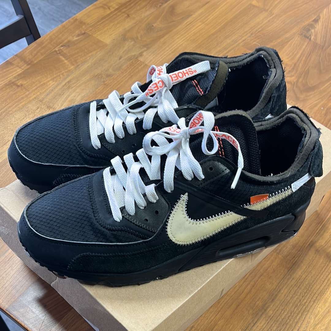 Off-White × Nike Air Max 90 "Black/Black-Cone-White"