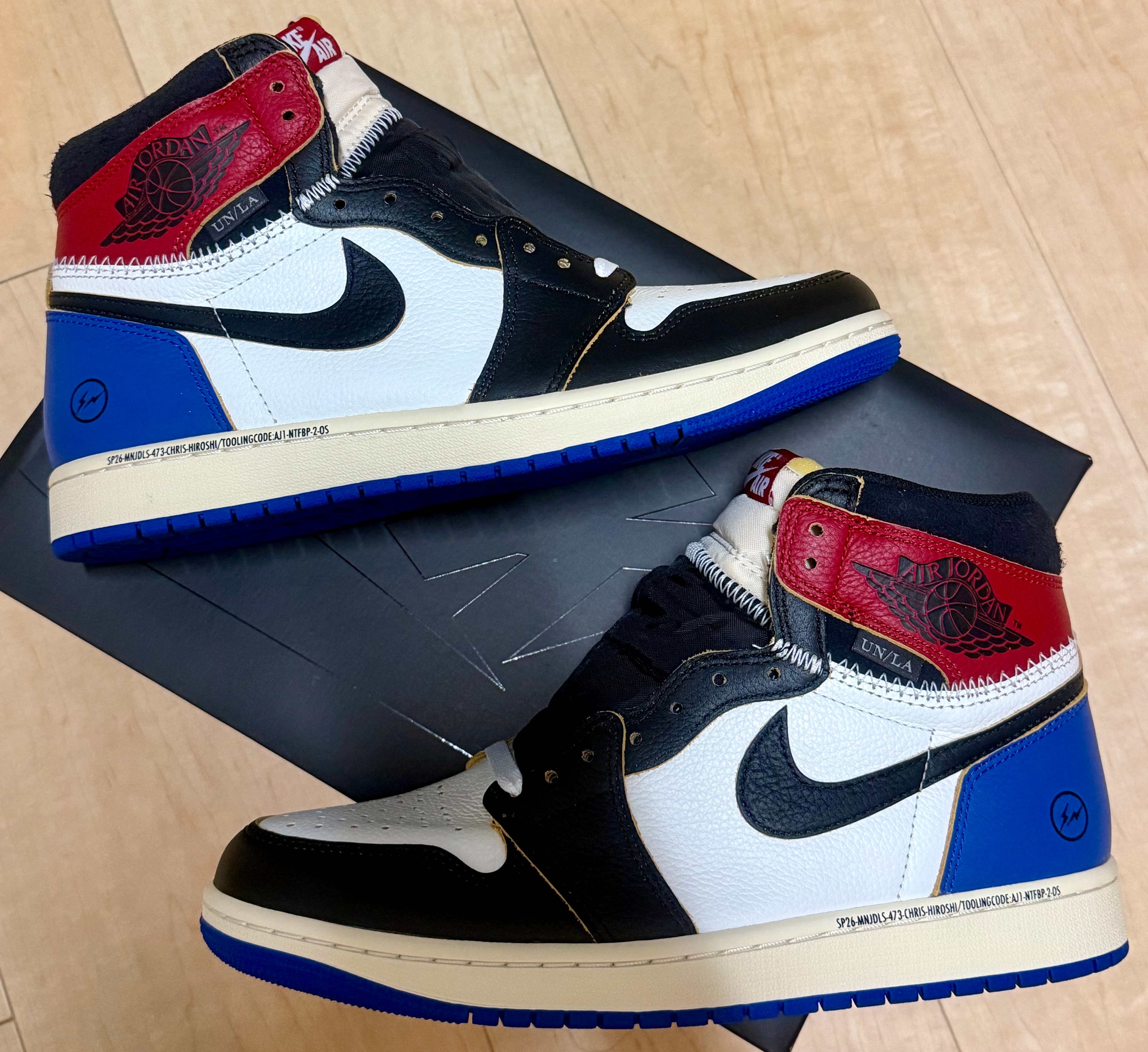 fragment design × UNION × Nike Air Jordan 1 High OG "Black/Varsity Red"