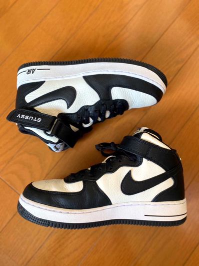 Stussy × Nike Air Force 1 Mid "Black and Light Bone"