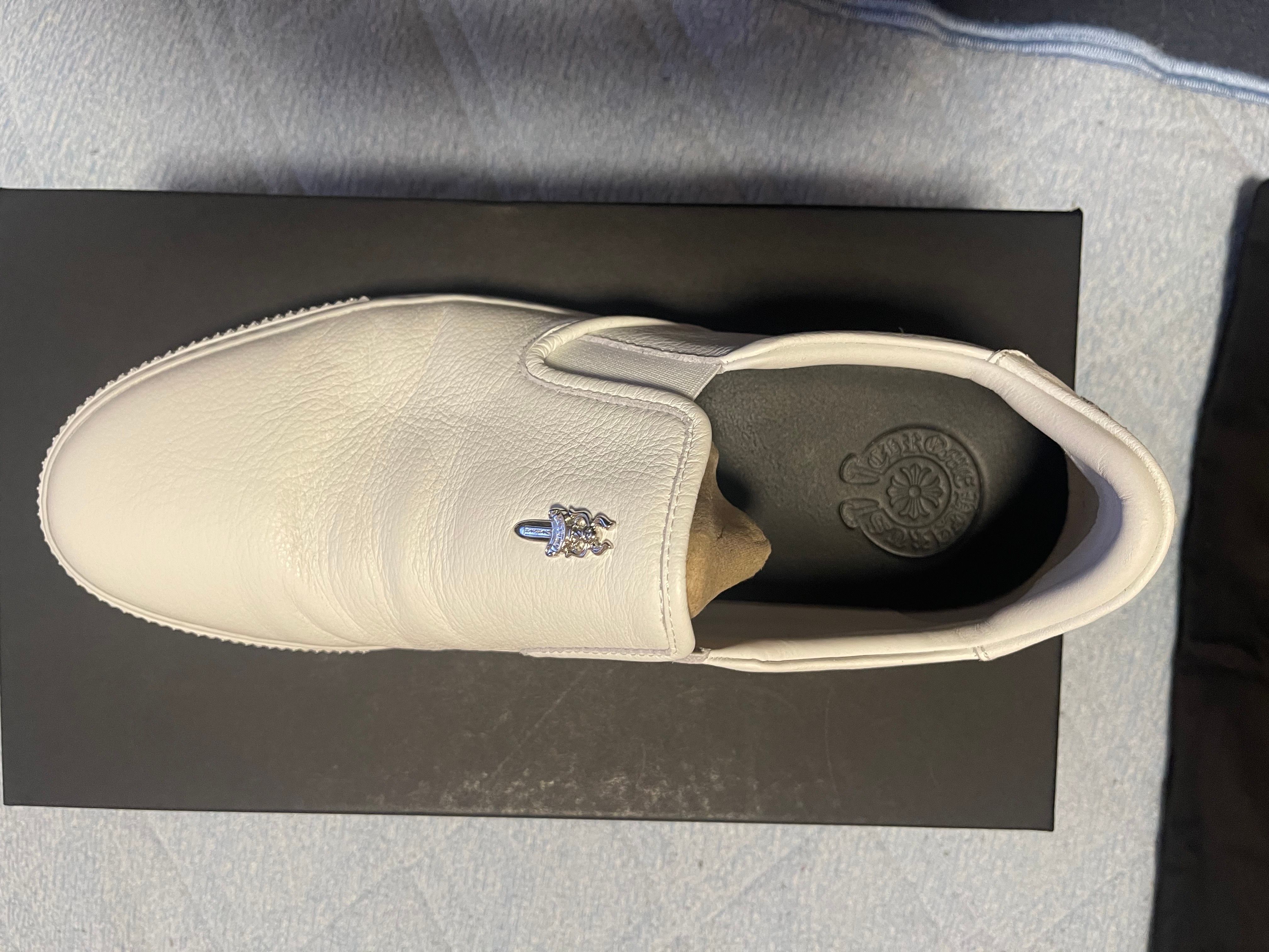 Chrome Hearts CH Plus Leather Patch With Dagger Slip-On "White"