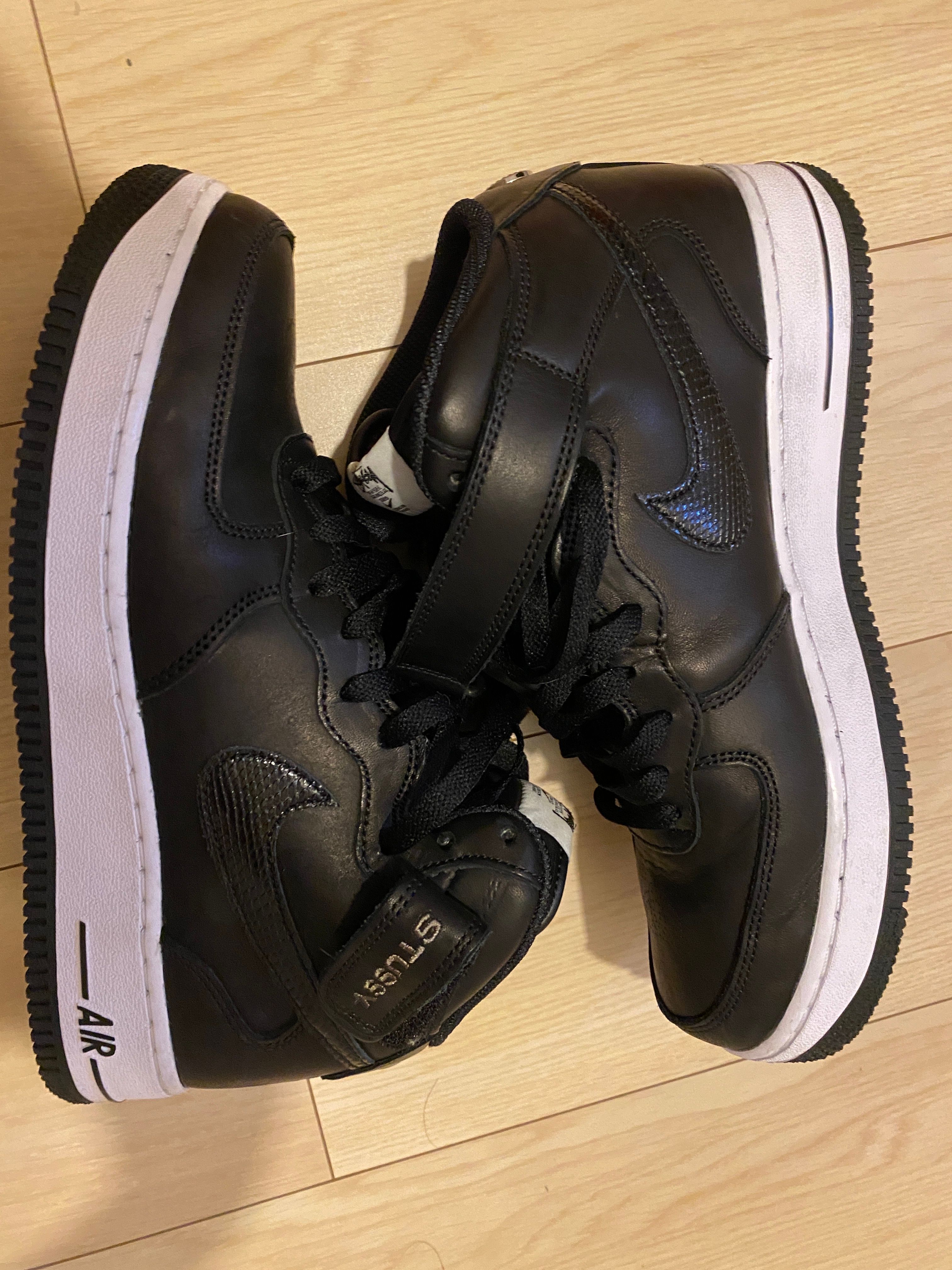 Stussy × Nike Air Force 1 Mid "Black/Black"
