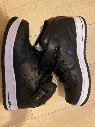 Stussy × Nike Air Force 1 Mid "Black/Black"
