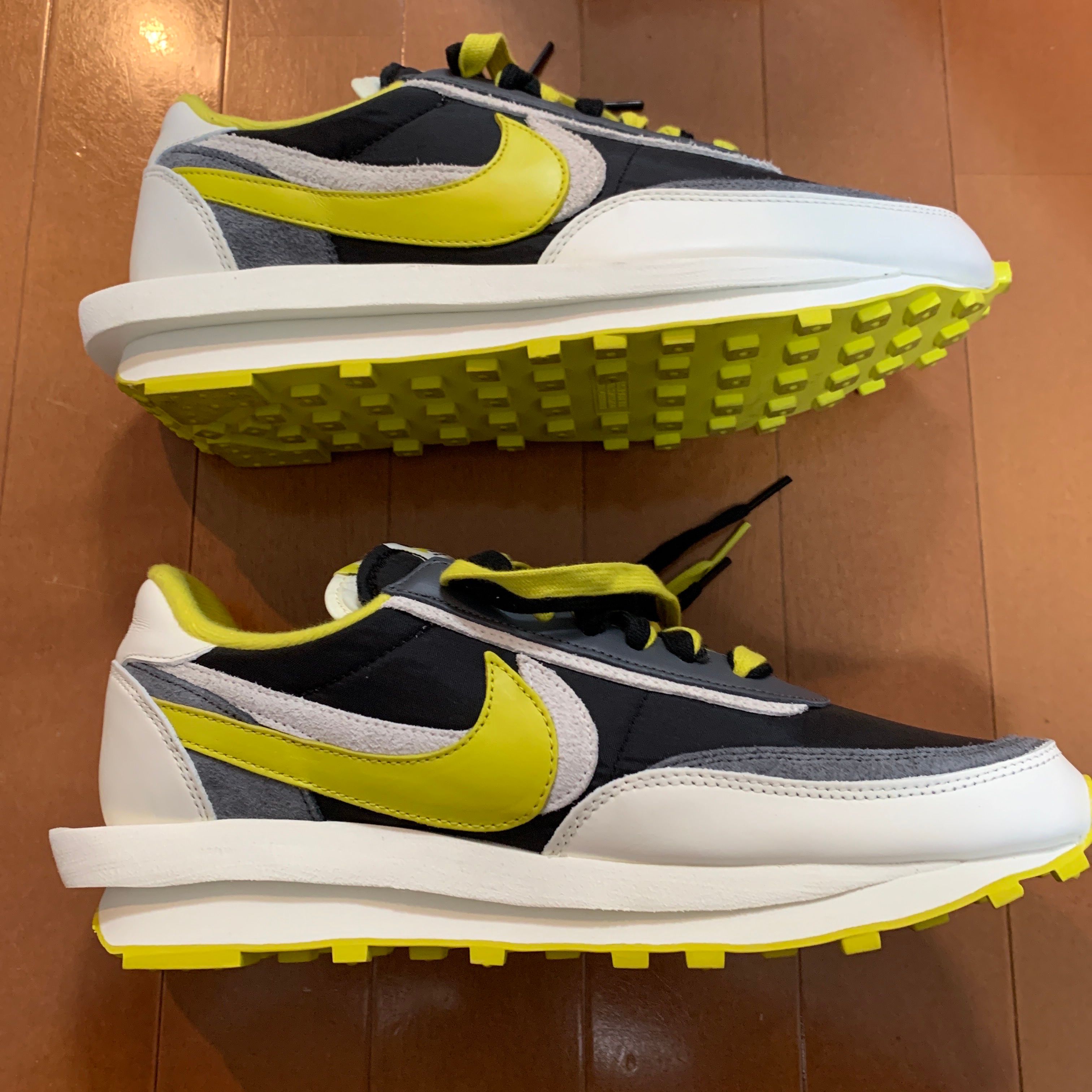 UNDERCOVER × sacai × Nike LD Waffle "Black/Sail-Dark Grey-Bright Citron"