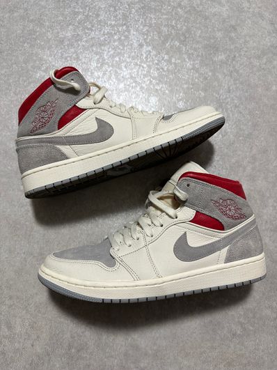 SNS×NIKE AIR JORDAN 1 MID "GREY/RED"