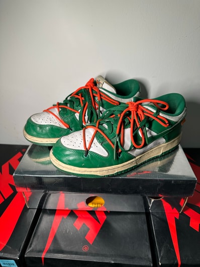 Off-White × Nike Dunk Low "White/Pine Green"