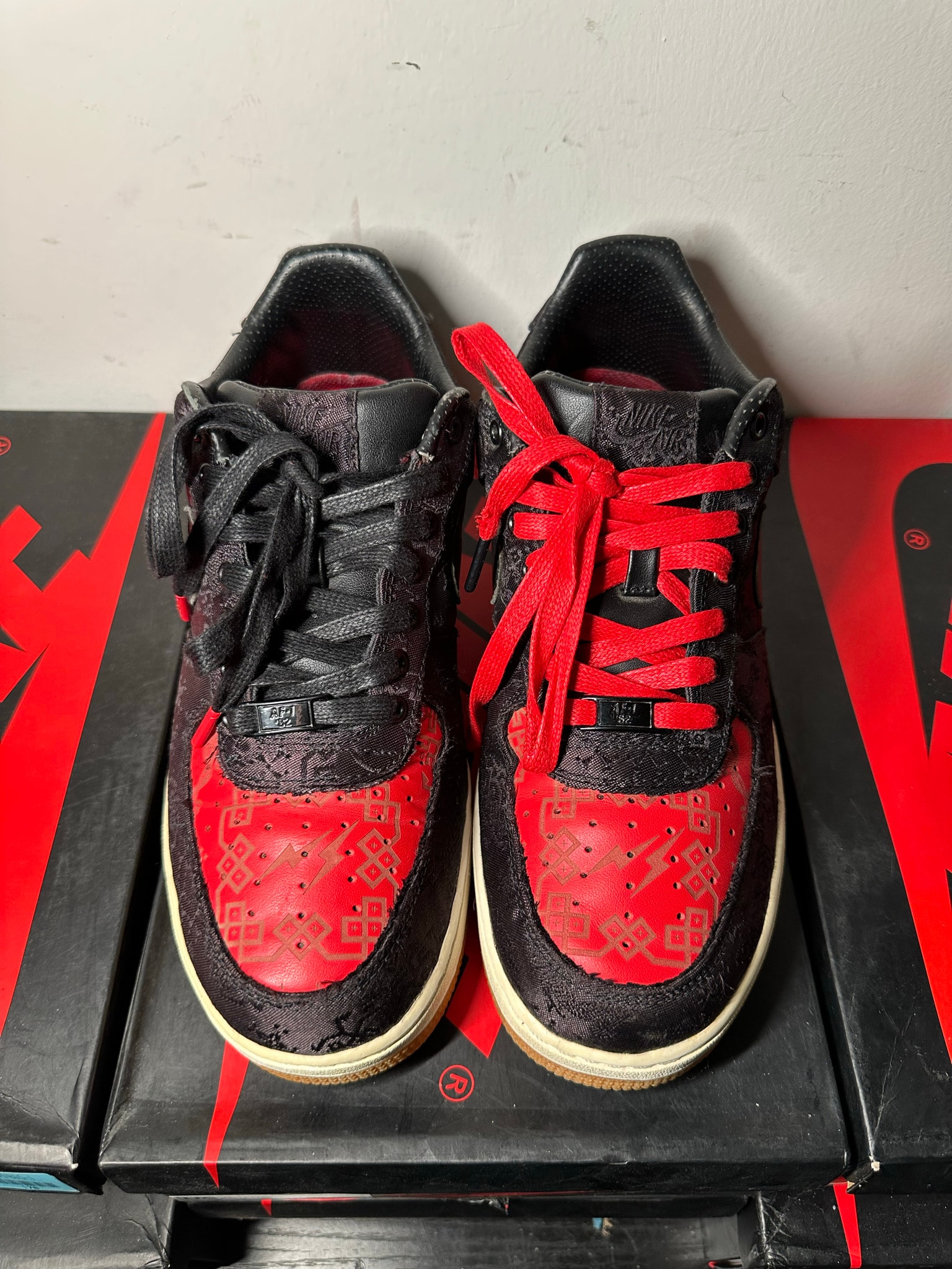 fragment design × CLOT × Nike Air Force 1 Low "Black"