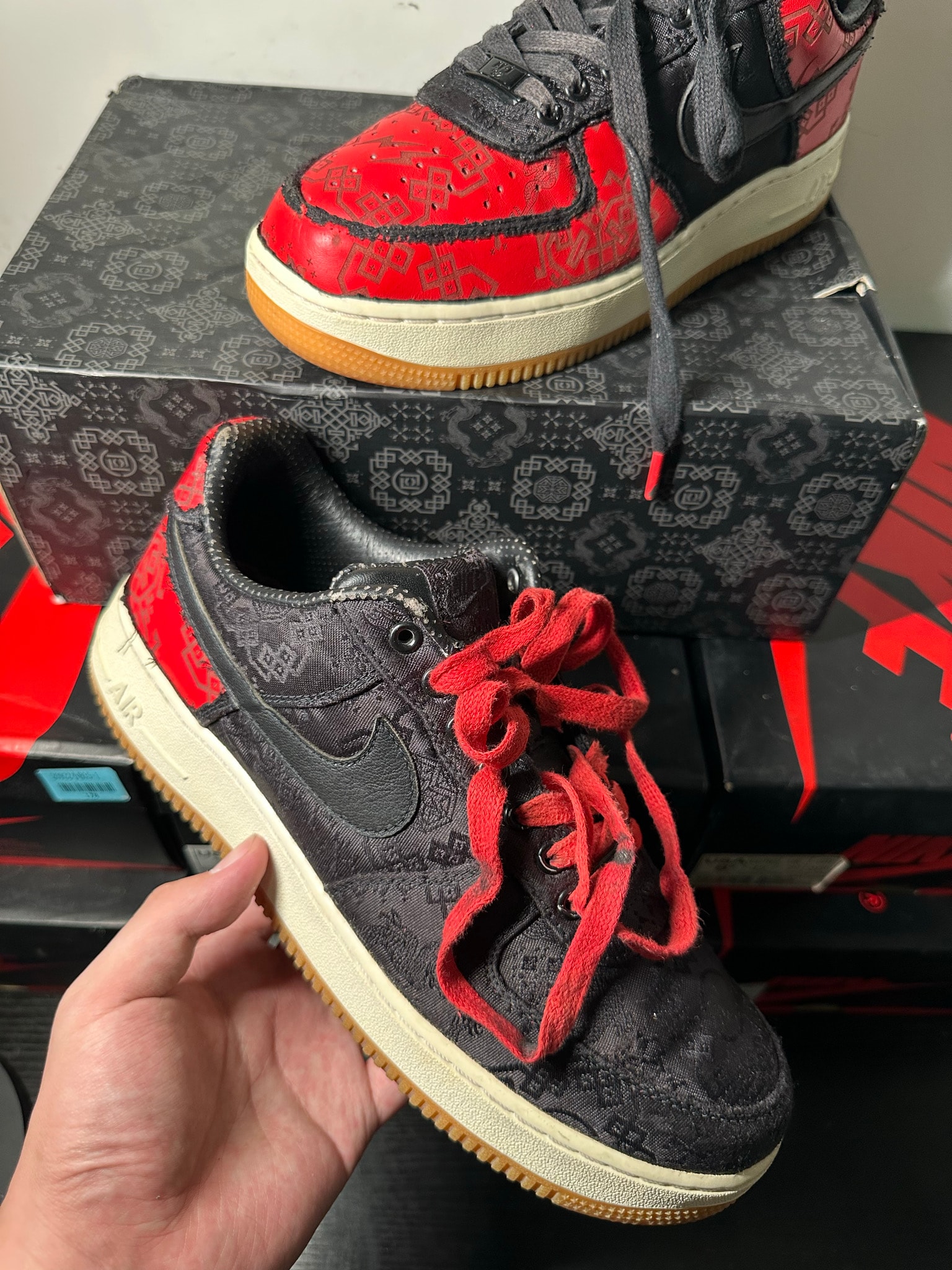 fragment design × CLOT × Nike Air Force 1 Low "Black"