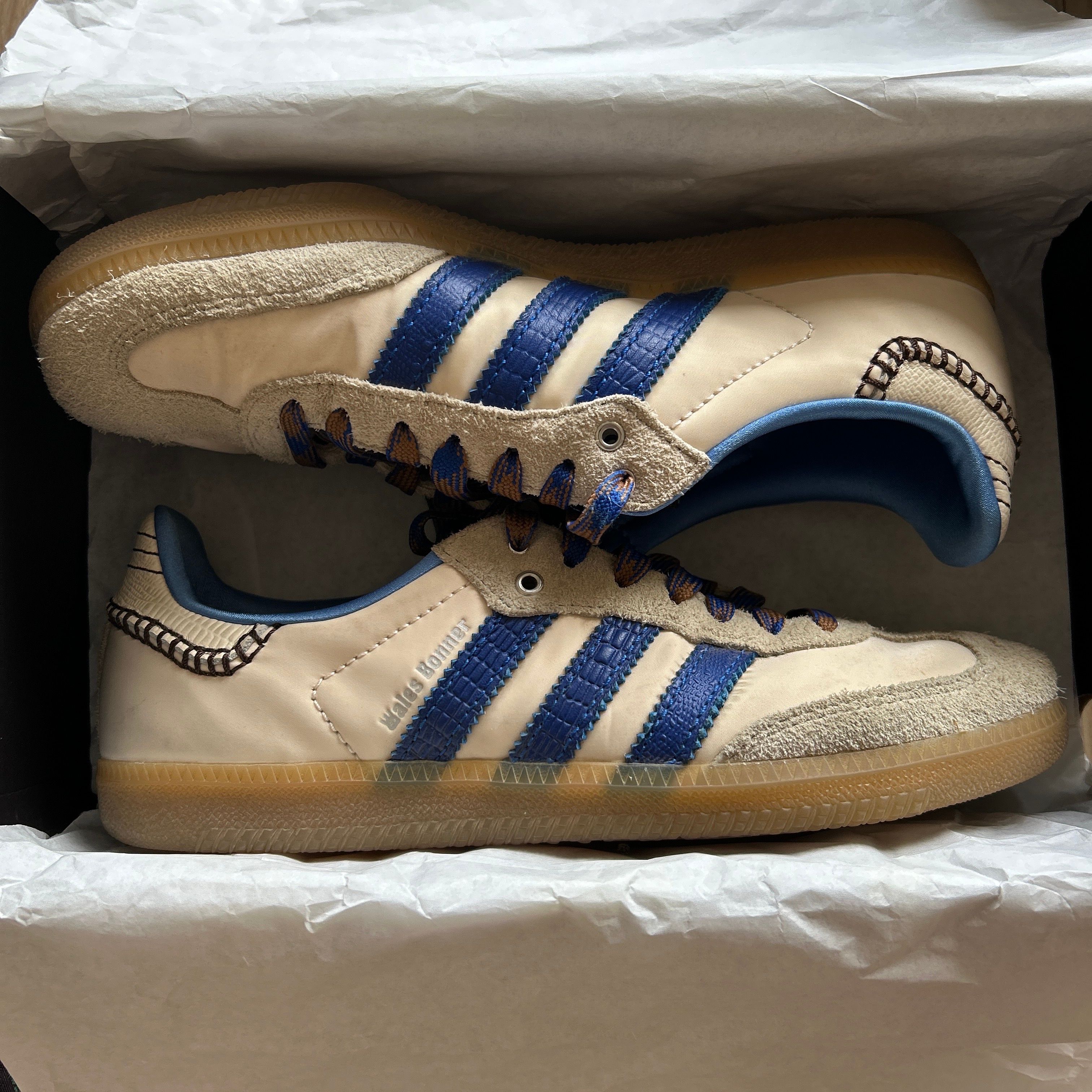 Wales Bonner × adidas Nylon Samba "Wonder Clay/Team Royal Blue/Wonder White"