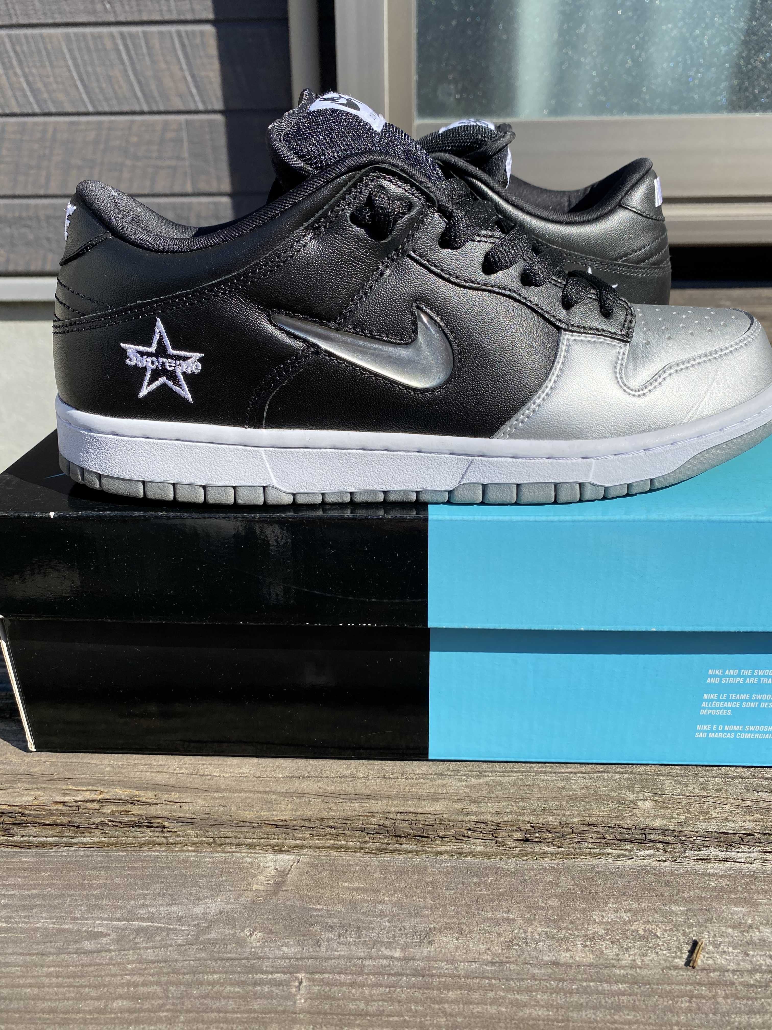 Supreme × Nike Dunk Low "Metallic Silver/Black"