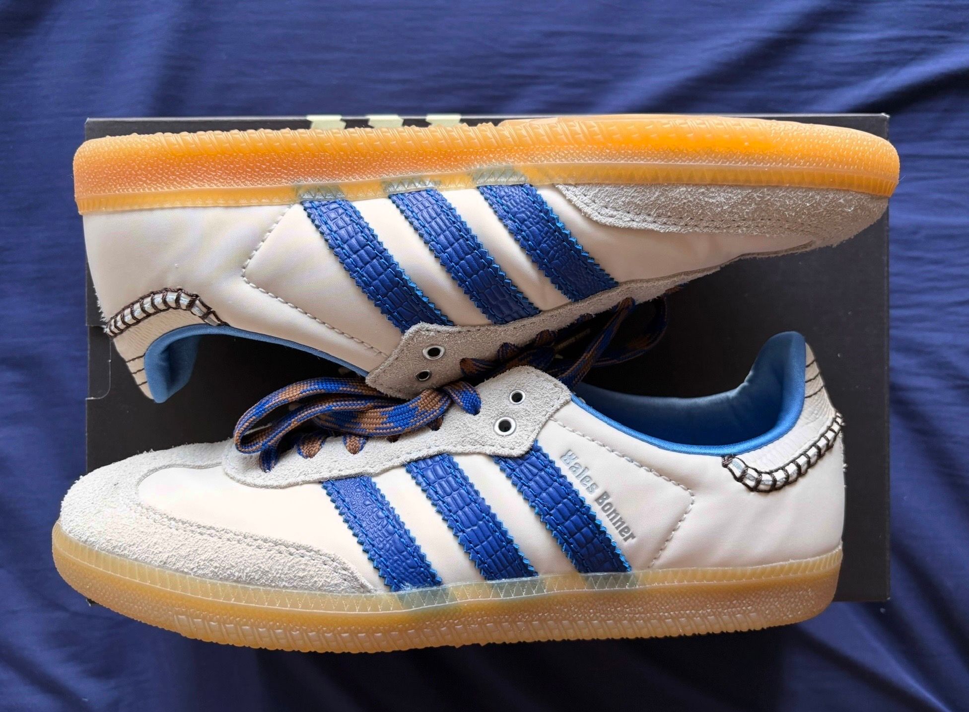 Wales Bonner × adidas Nylon Samba "Wonder Clay/Team Royal Blue/Wonder White"