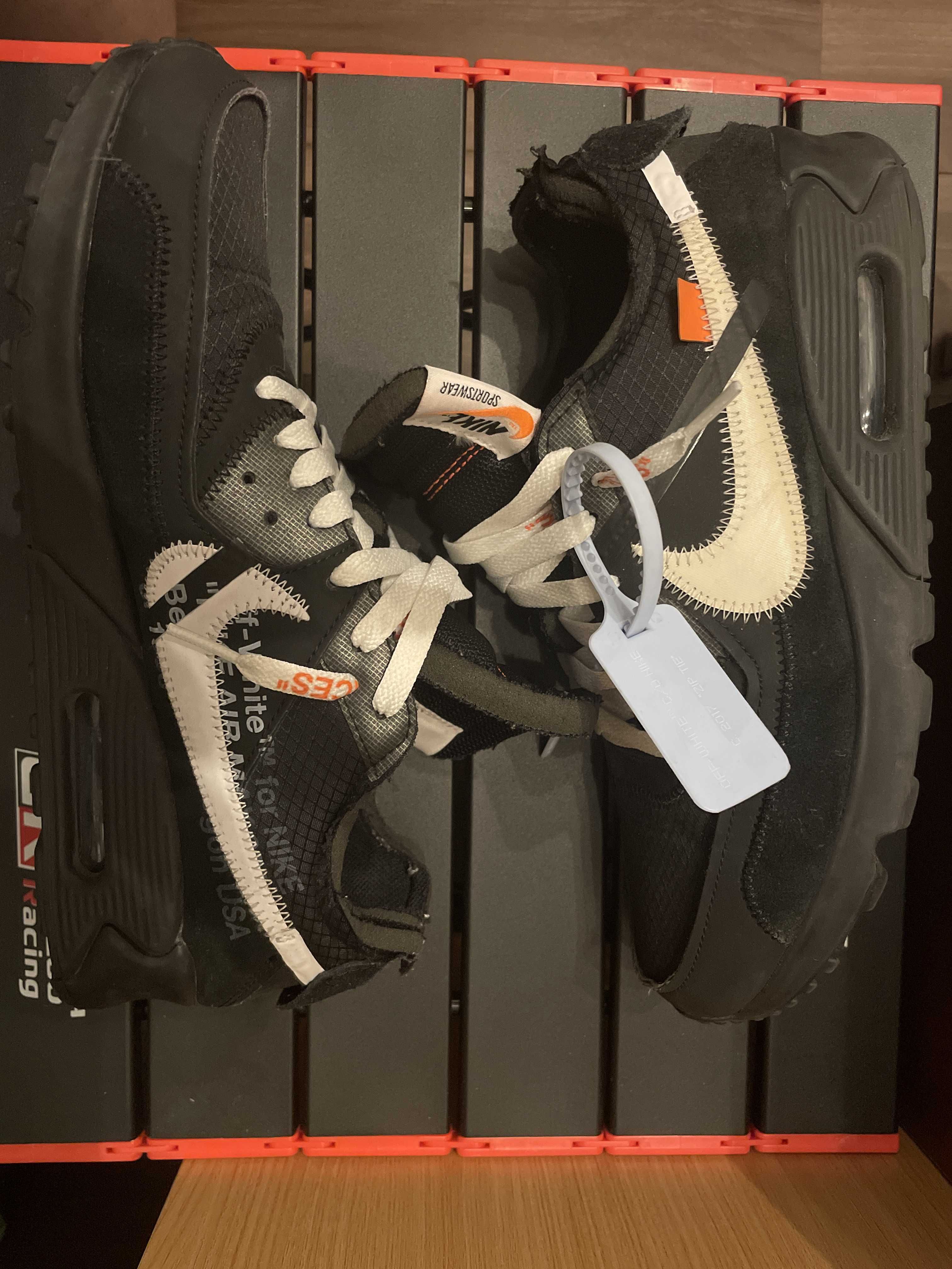 Off-White × Nike Air Max 90 "Black/Black-Cone-White"