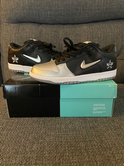 Supreme × Nike Dunk Low "Metallic Silver/Black"