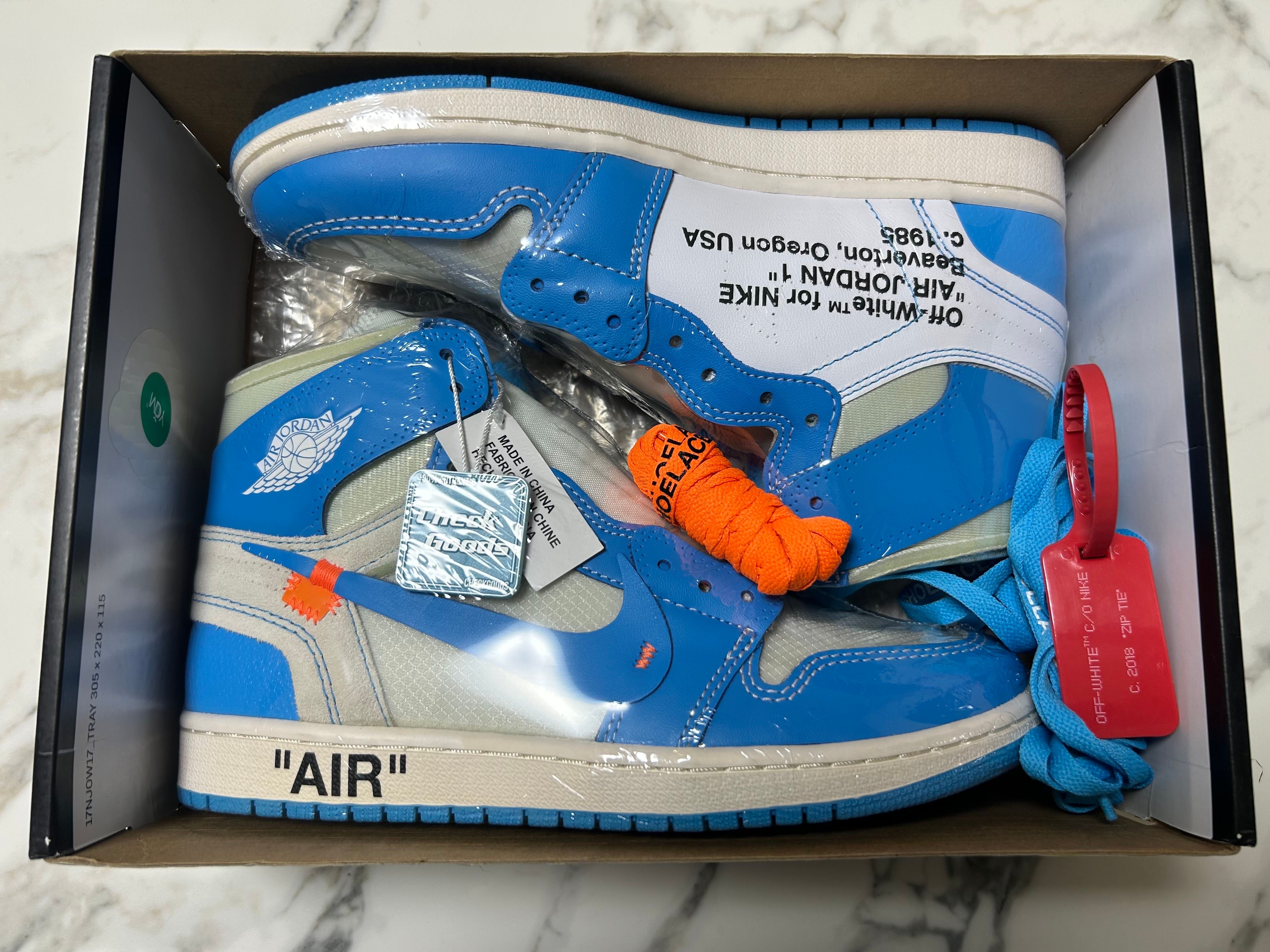 Off-White × Nike Air Jordan 1 High UNC "White/Dark Powder Blue"