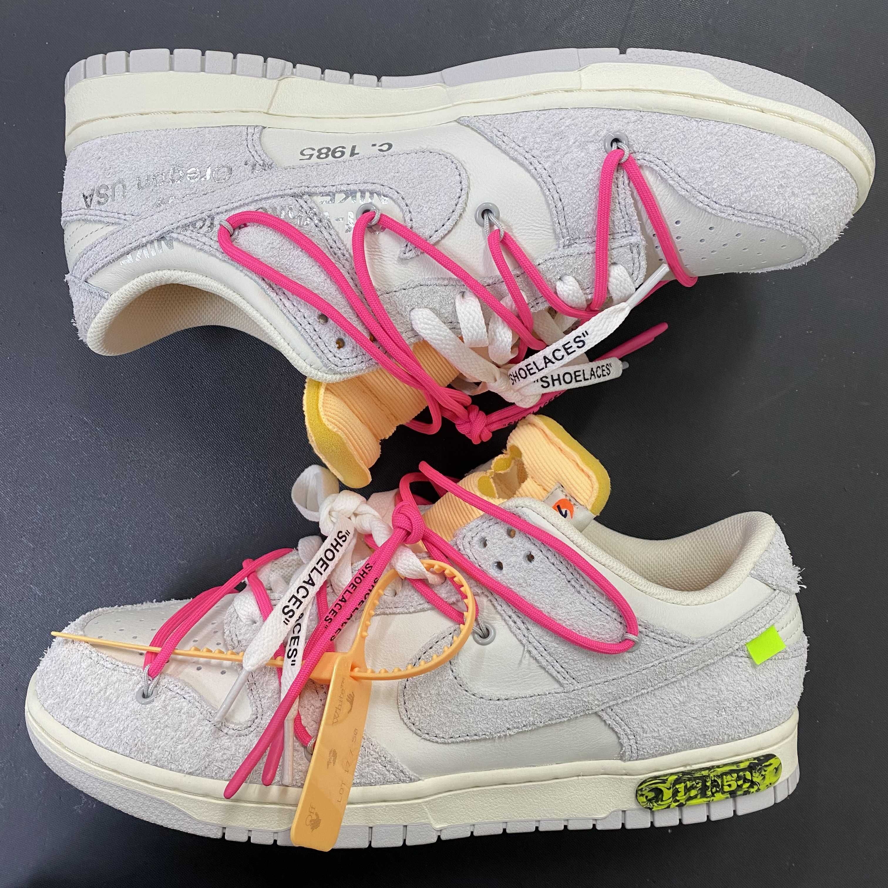 Off-White × Nike Dunk Low "Sail/Neutral Gray/Hyper Pink"