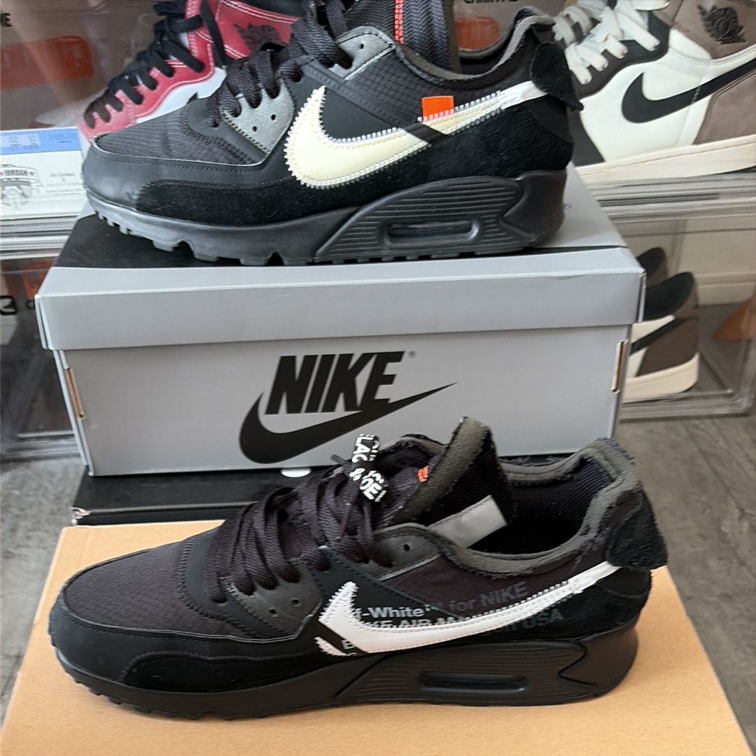 Off-White × Nike Air Max 90 "Black/Black-Cone-White"