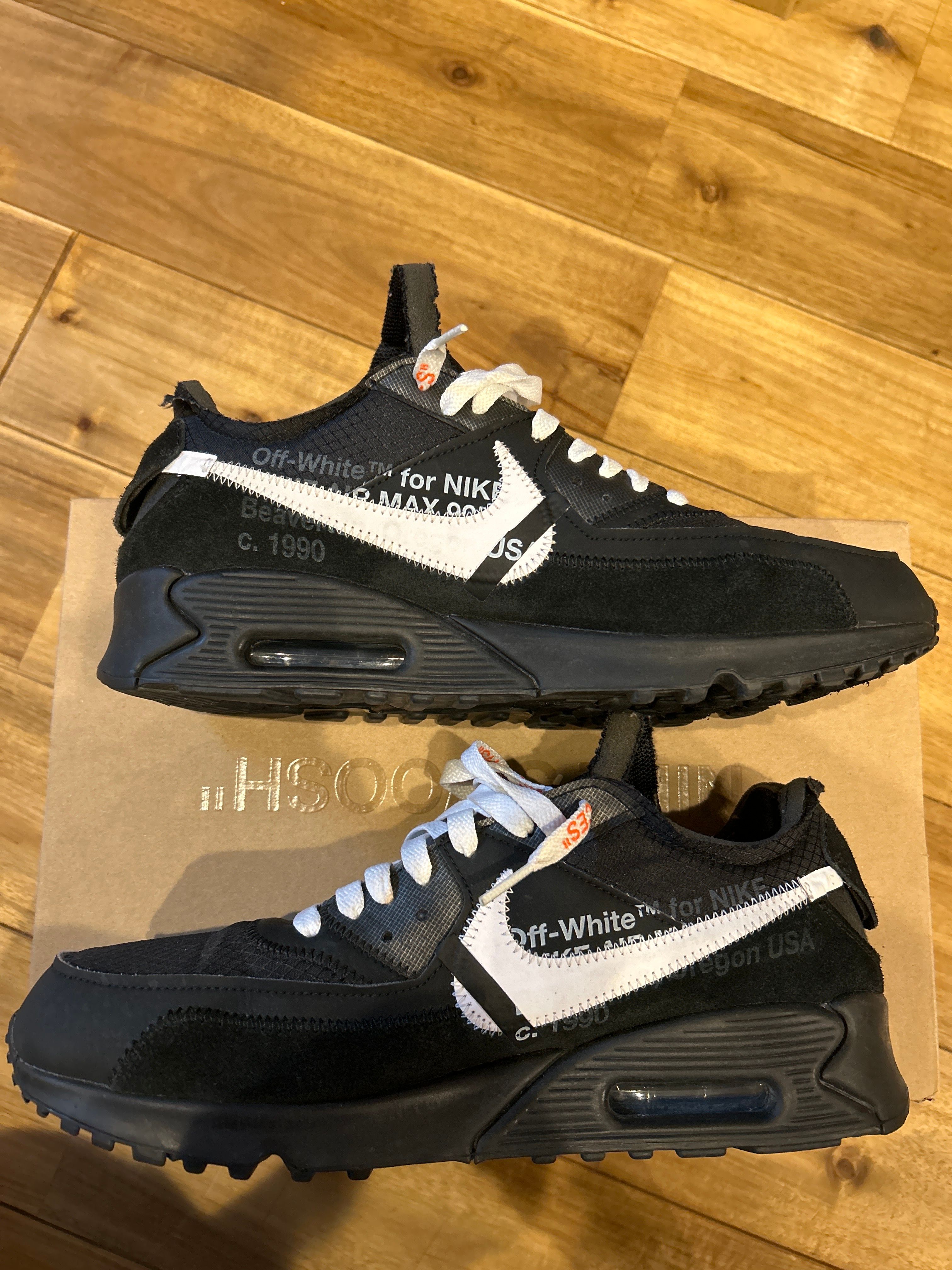Off-White × Nike Air Max 90 "Black/Black-Cone-White"