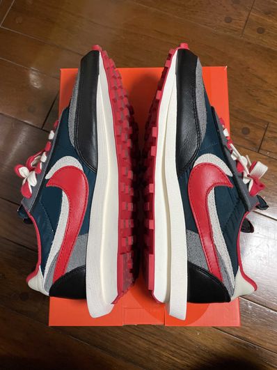 UNDERCOVER × sacai × Nike LD Waffle "Midnight Spruce/Pale Ivory-Dark Grey-University Red"
