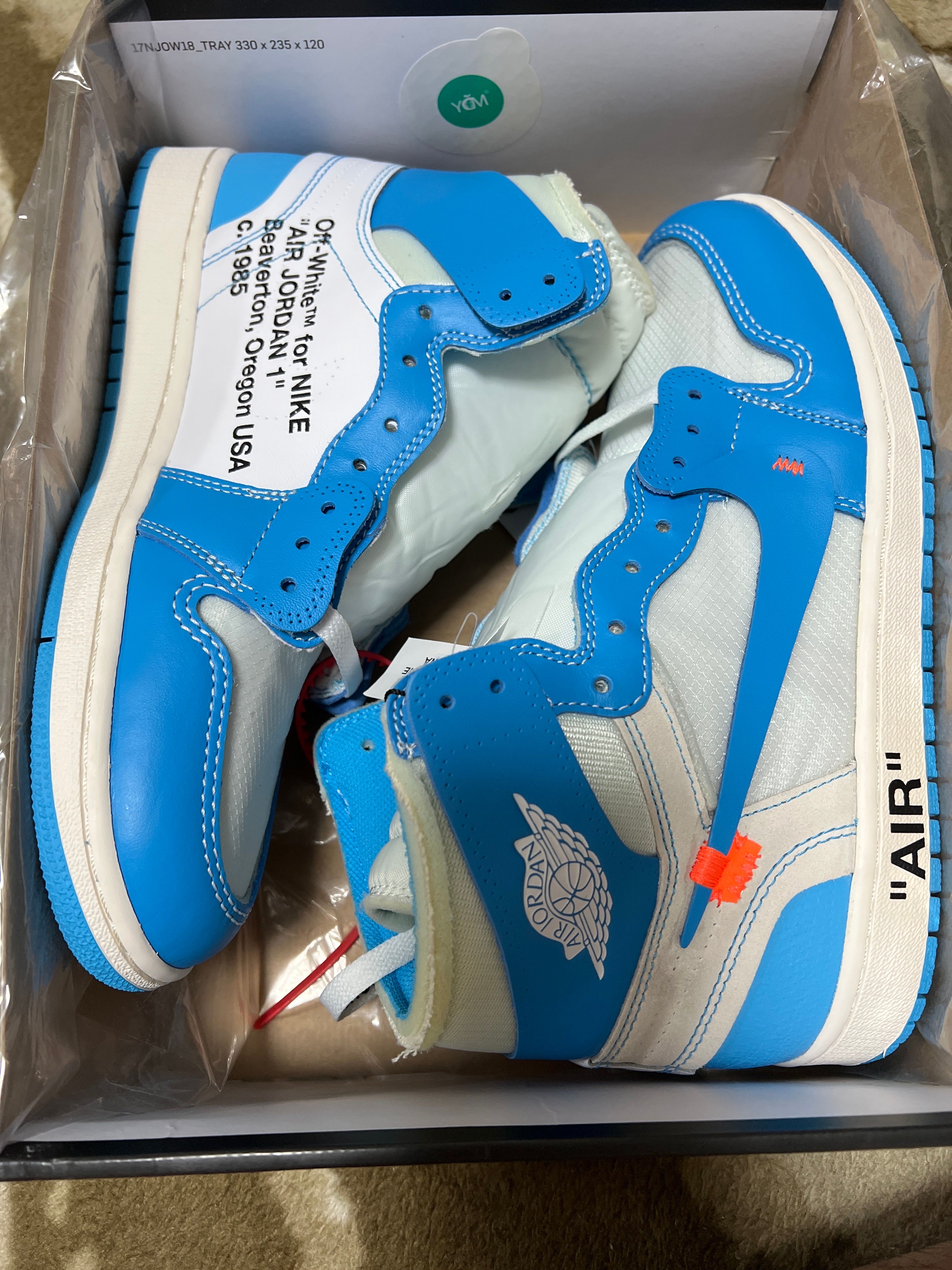 Off-White × Nike Air Jordan 1 High UNC "White/Dark Powder Blue"