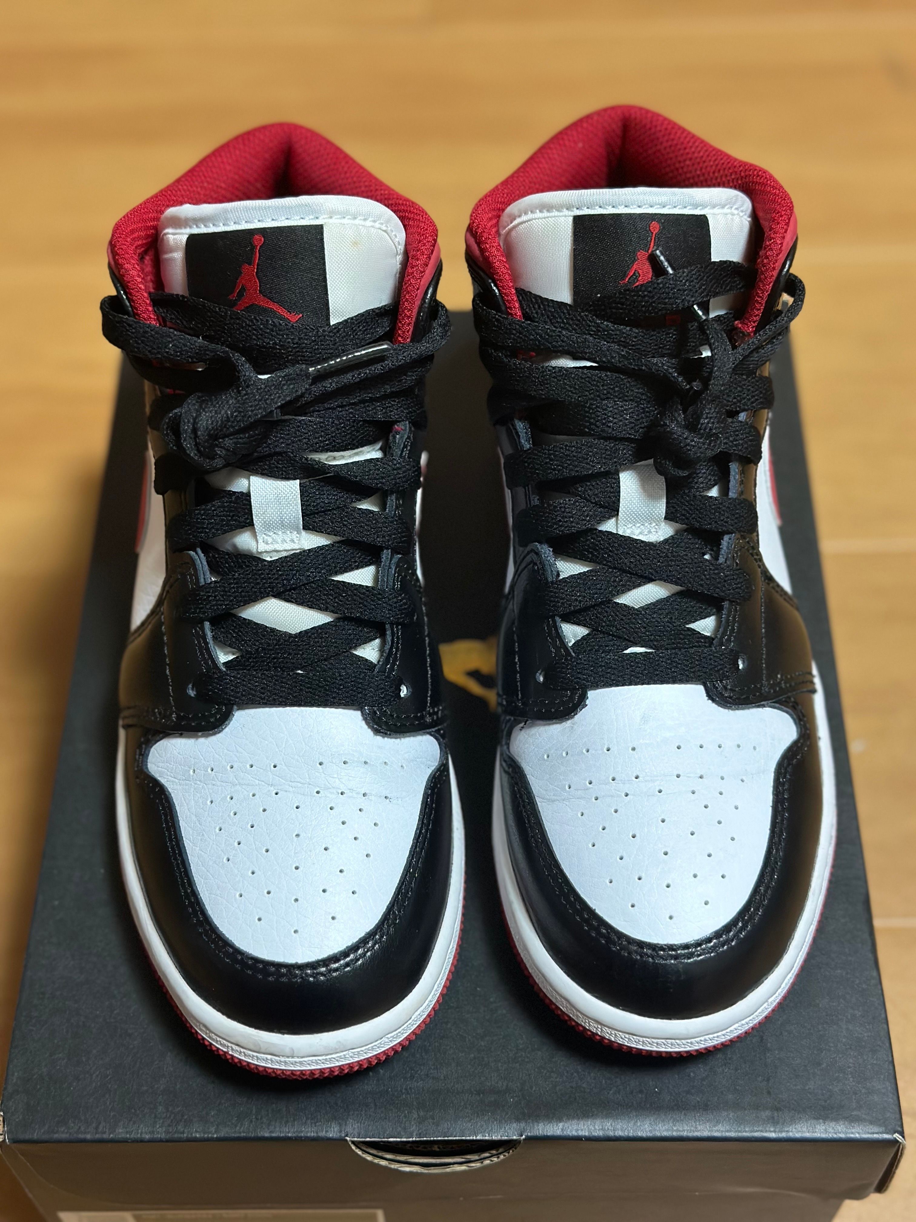 NIKE GS AIR JORDAN 1 MID "WHITE/GYM RED/BLACK"