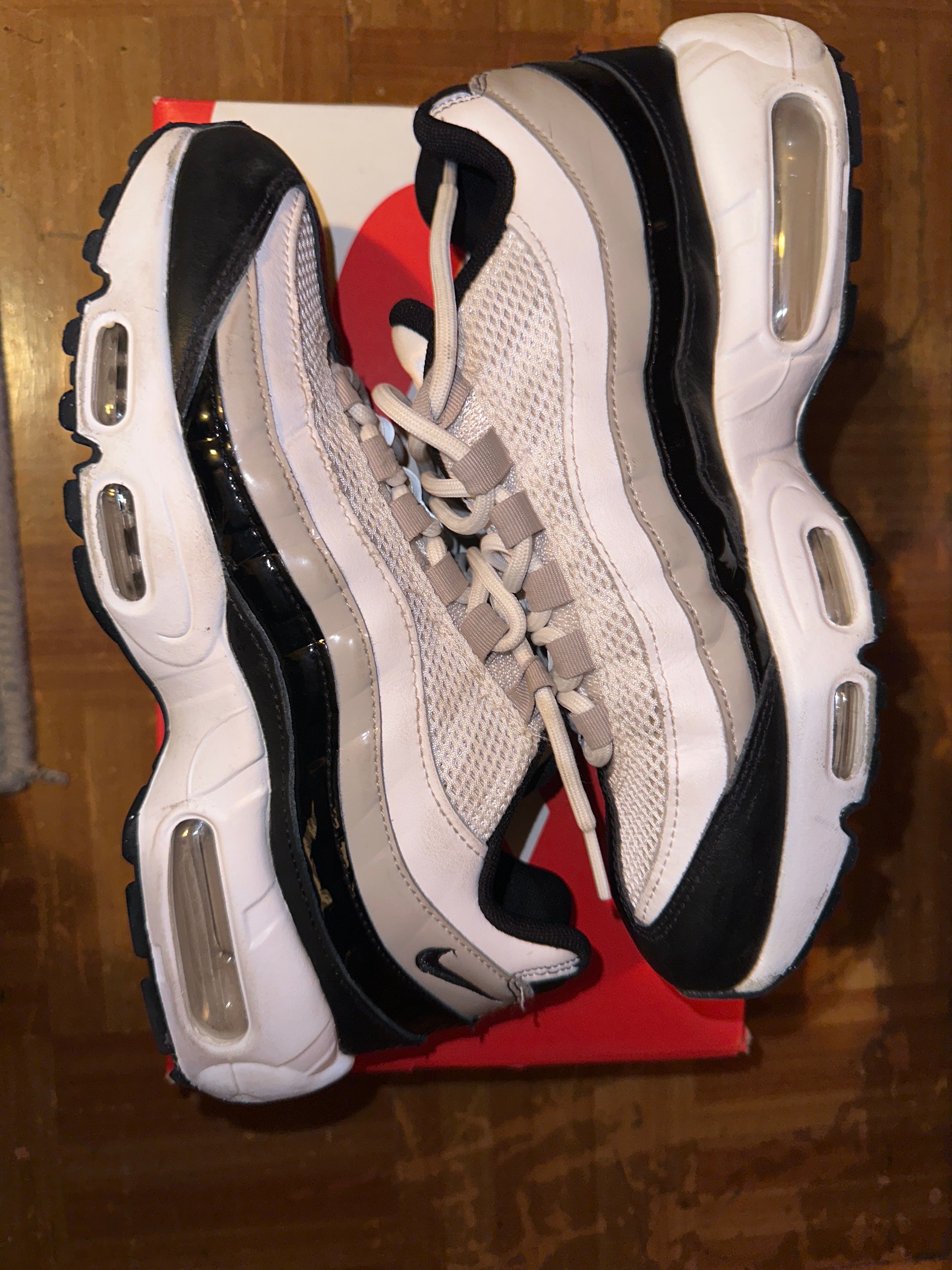 Nike Women's Air Max 95 "White/Bone and Black Patent Leather"