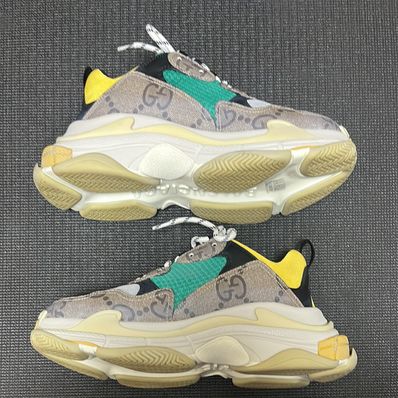 GUCCI × Balenciaga The Hacker Project Triple S "Beige/Green/Yellow"