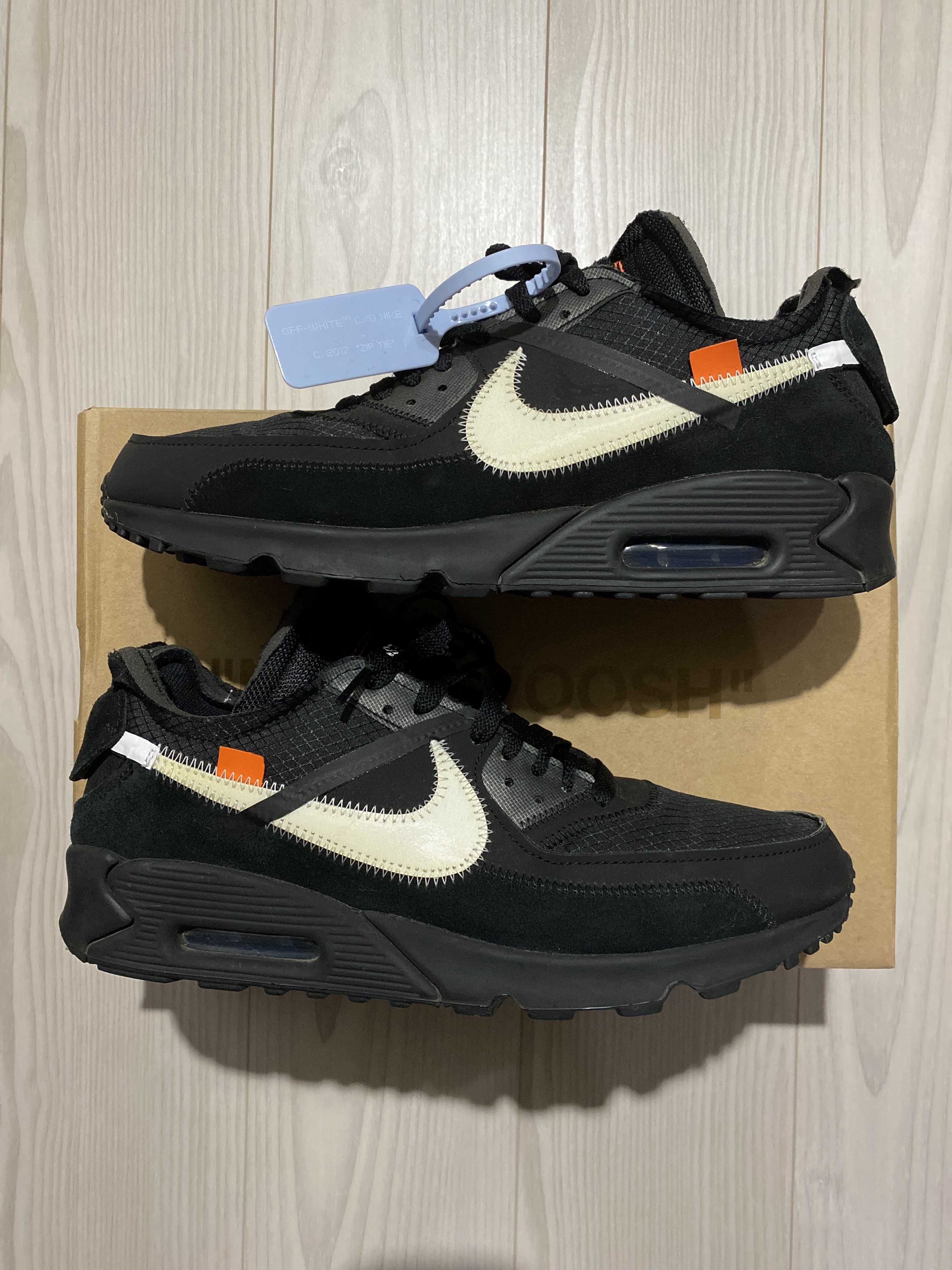Off-White × Nike Air Max 90 "Black/Black-Cone-White"