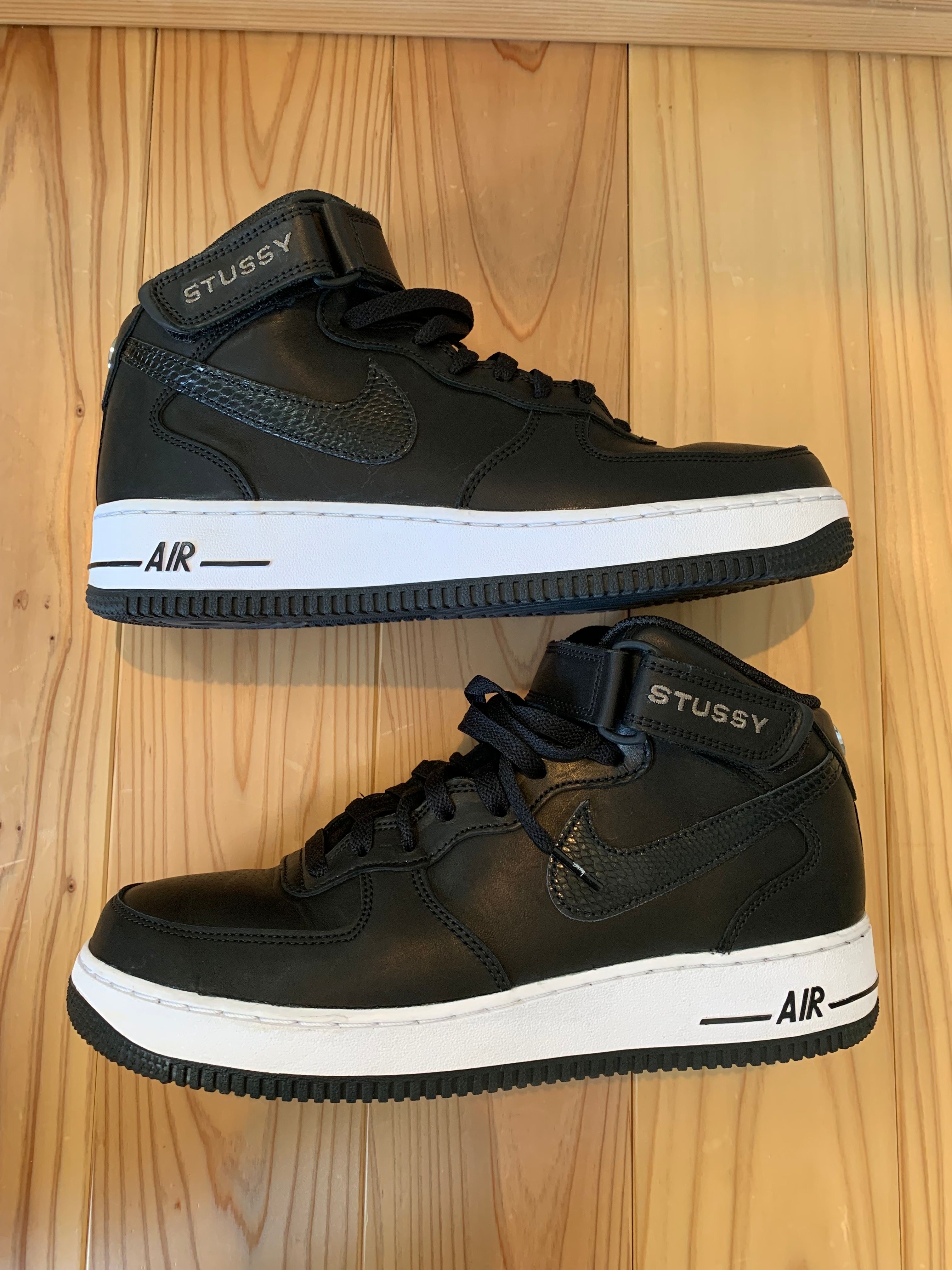 Stussy × Nike Air Force 1 Mid "Black/Black"
