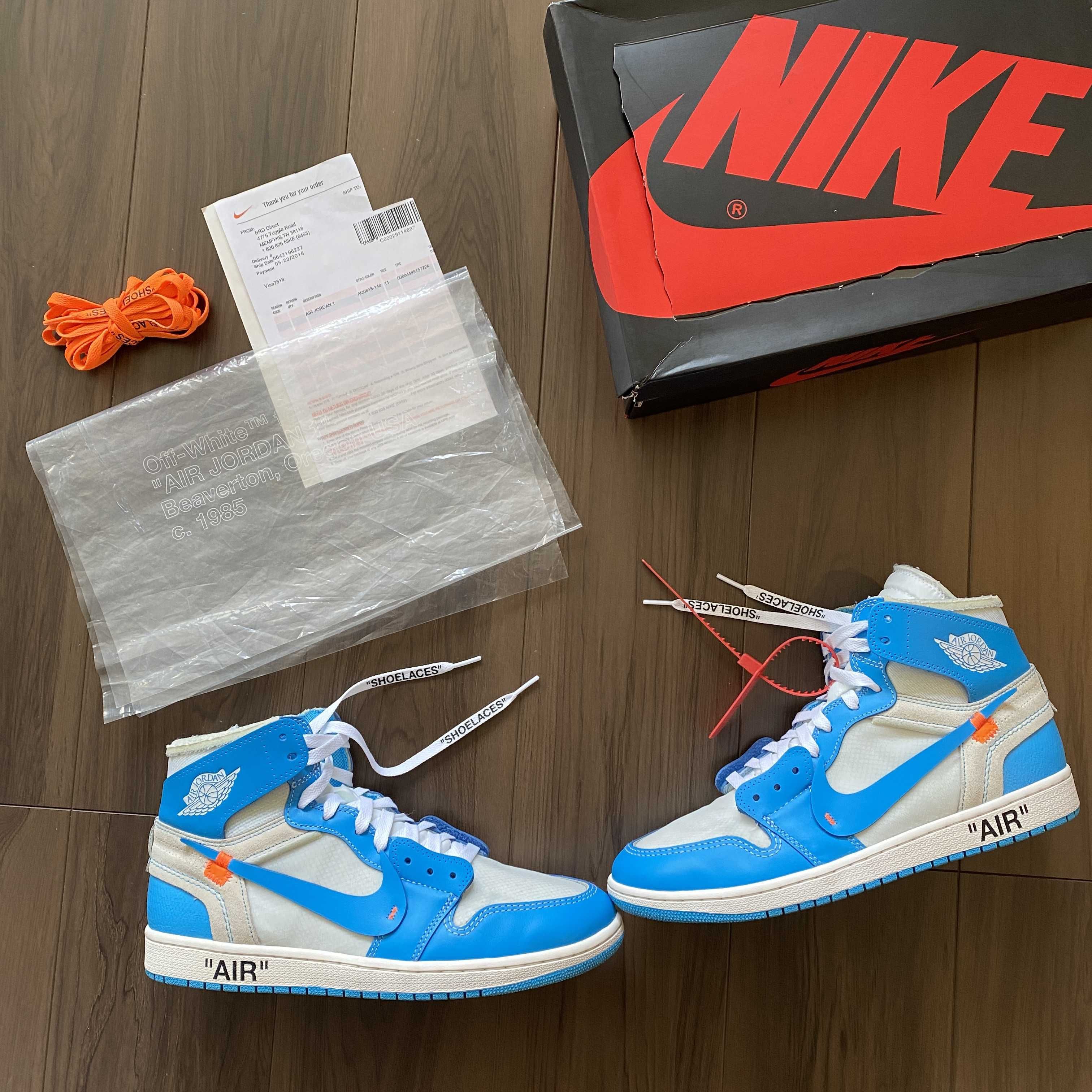 Off-White × Nike Air Jordan 1 High UNC "White/Dark Powder Blue"