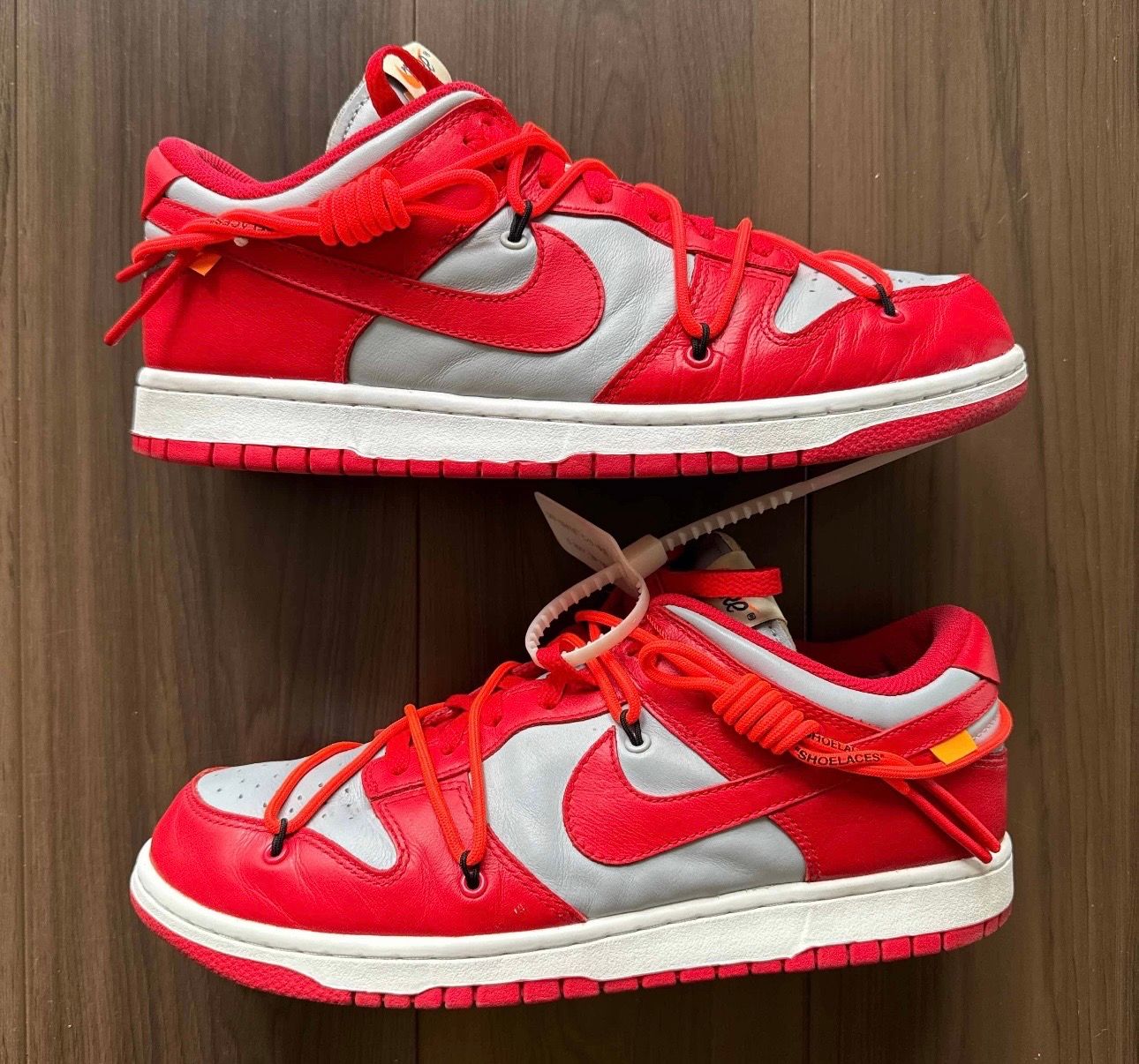 Off-White × Nike Dunk Low "University Red/Wolf Grey"