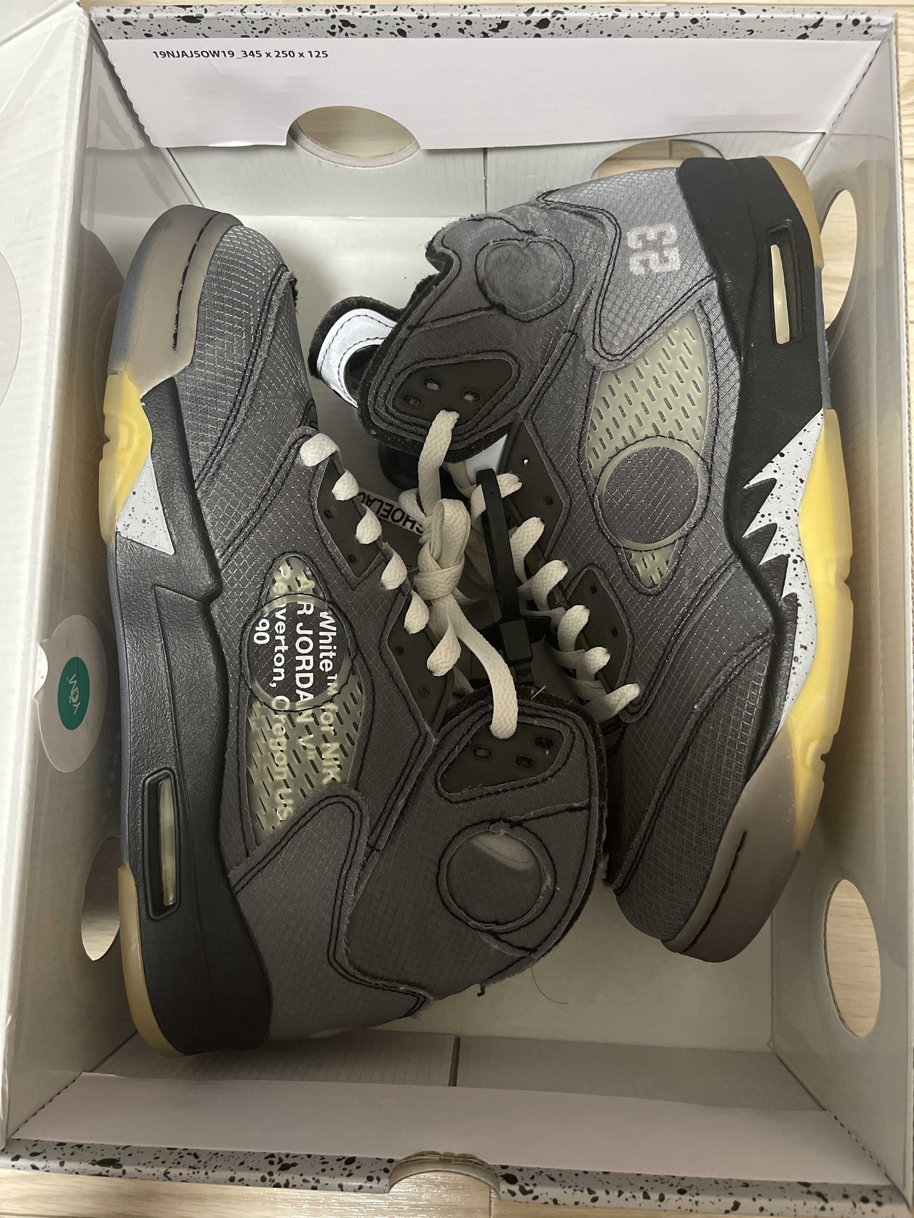 Off-White × Nike Air Jordan 5 "Black/Muslin/Fire Red"