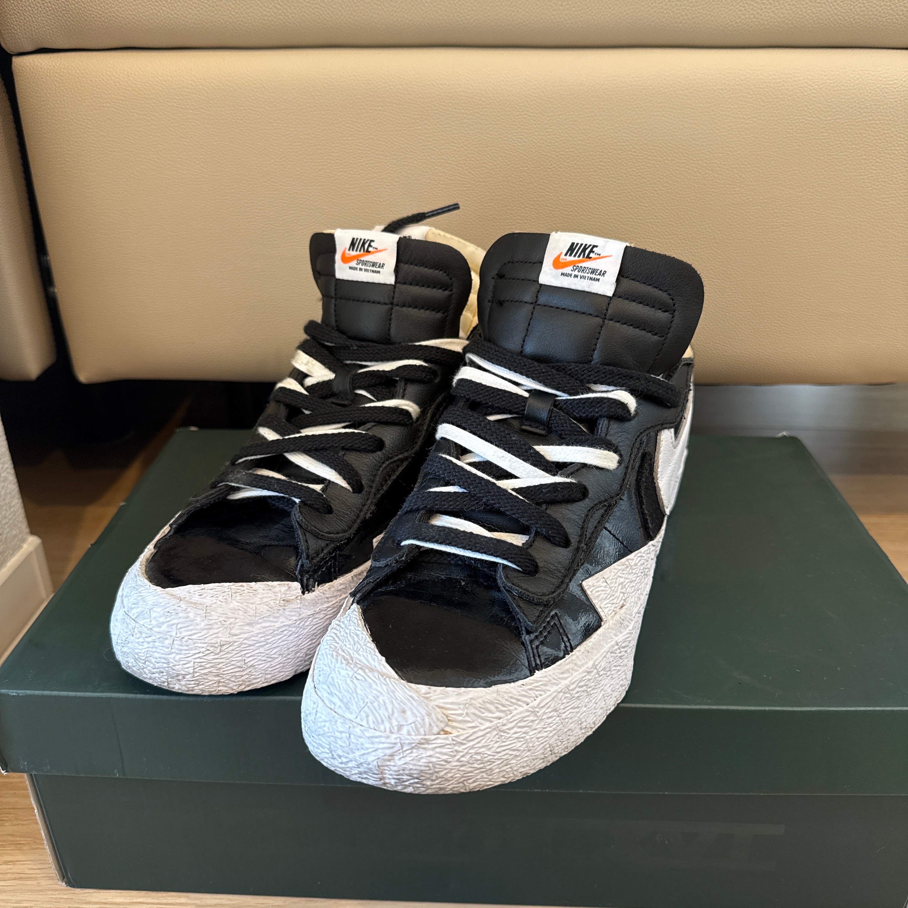 sacai × Nike Blazer Low "Black Patent Leather"