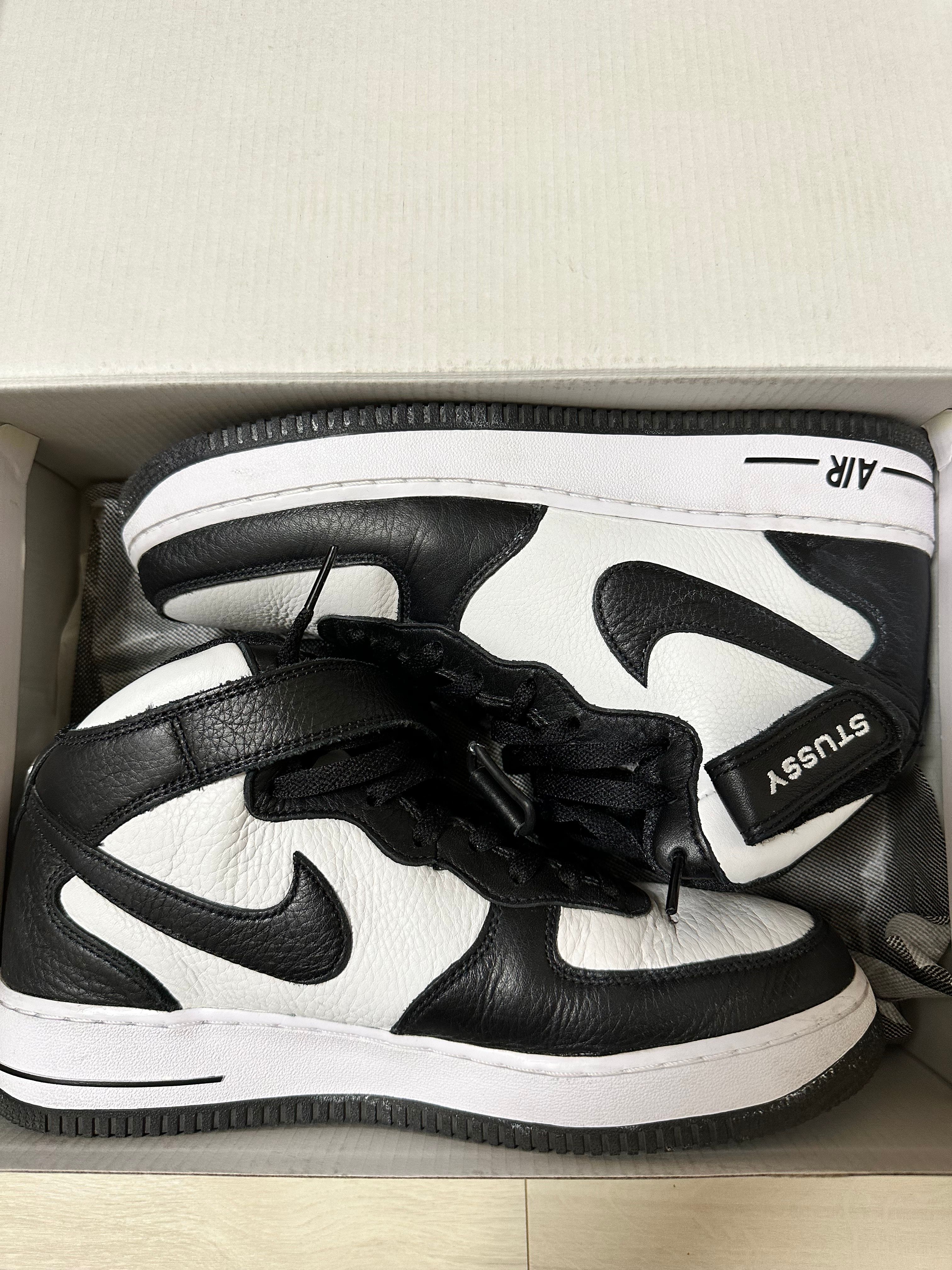 Stussy × Nike Air Force 1 Mid "Black and Light Bone"