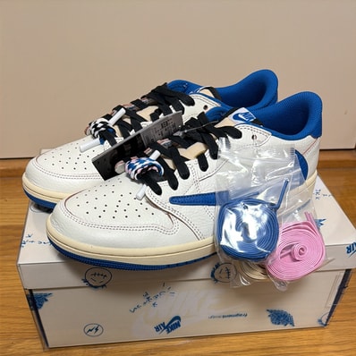 Travis Scott × fragment design × Nike Air Jordan 1 Low OG "Sail/Military Blue"