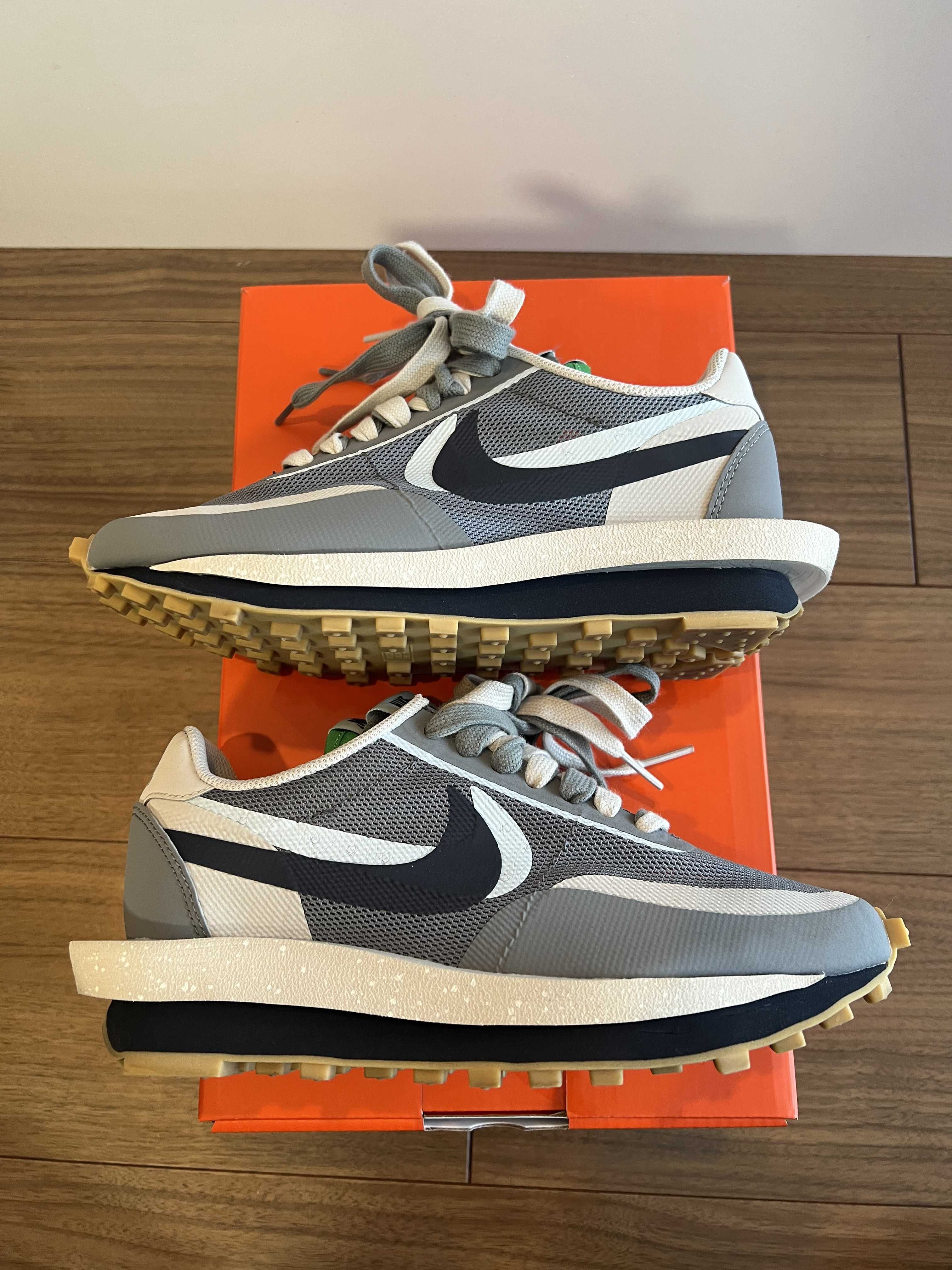 CLOT × Sacai × Nike LD Waffle "Grey Obsidian/Cool Grey"
