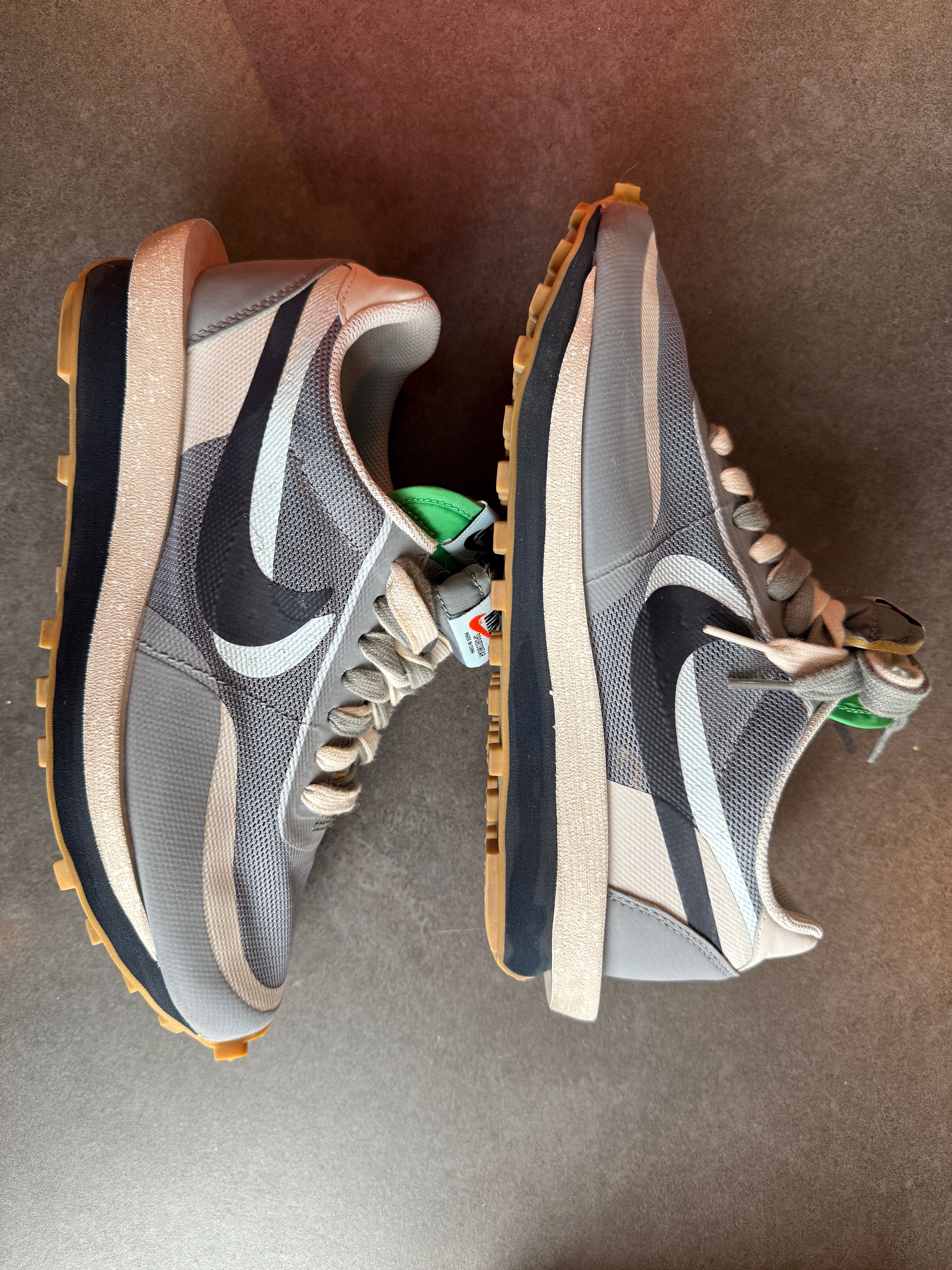 CLOT × Sacai × Nike LD Waffle "Grey Obsidian/Cool Grey"